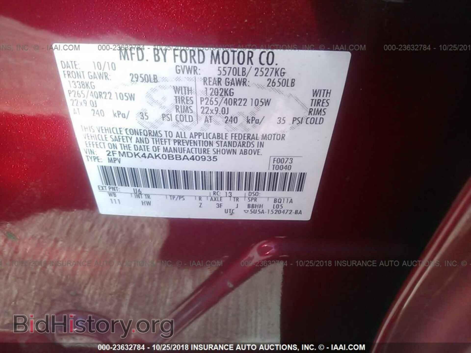 2011 Ford Edge - VIN: 2FMDK4AK0BBA40935 - Фото 9