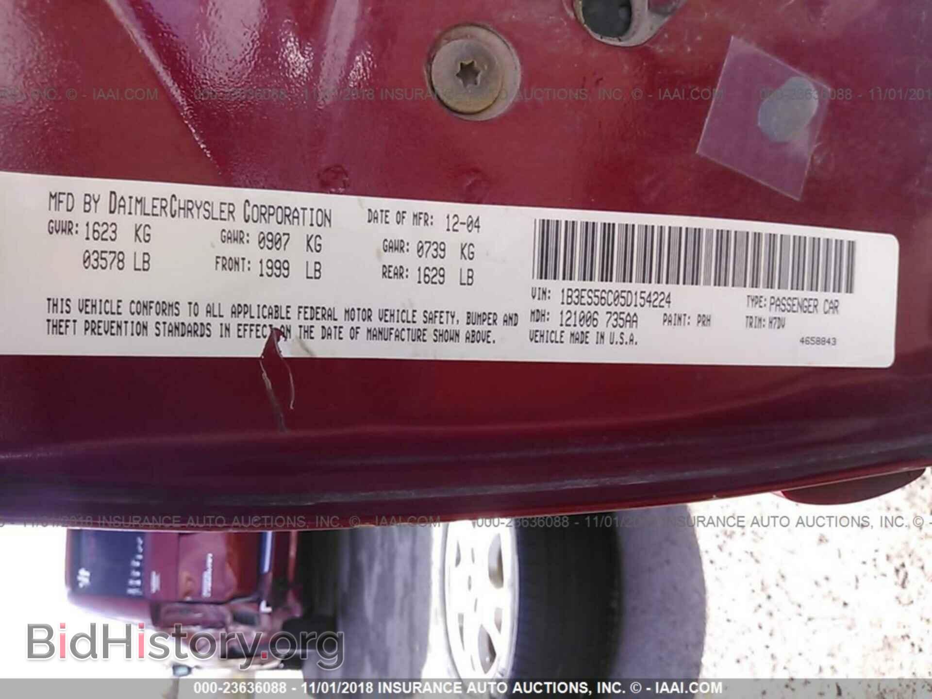 2005 DODGE NEON - VIN: 1B3ES56C05D154224 - Фото 9