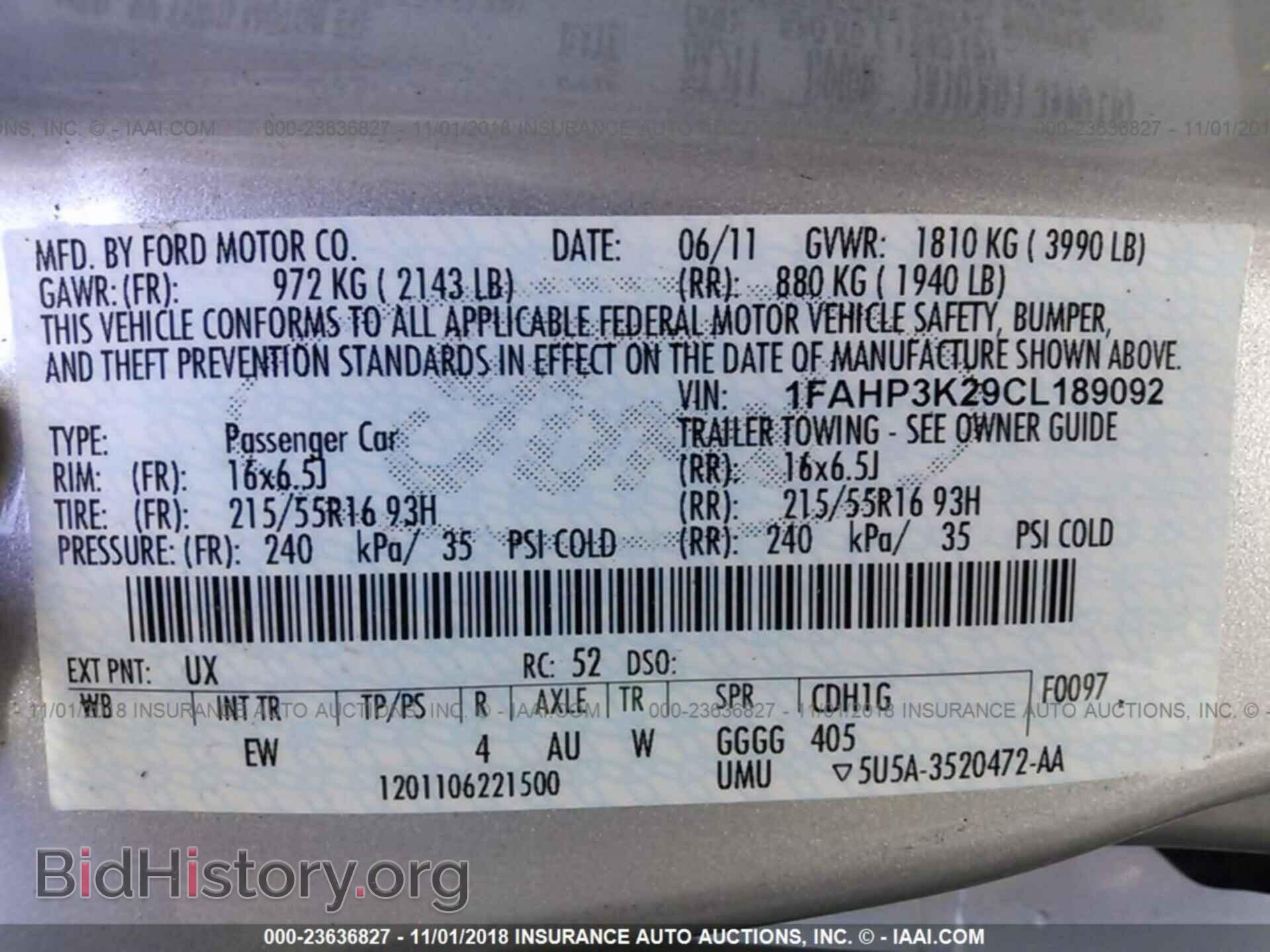 2012 FORD FOCUS - VIN: 1FAHP3K29CL189092 - Фото 9