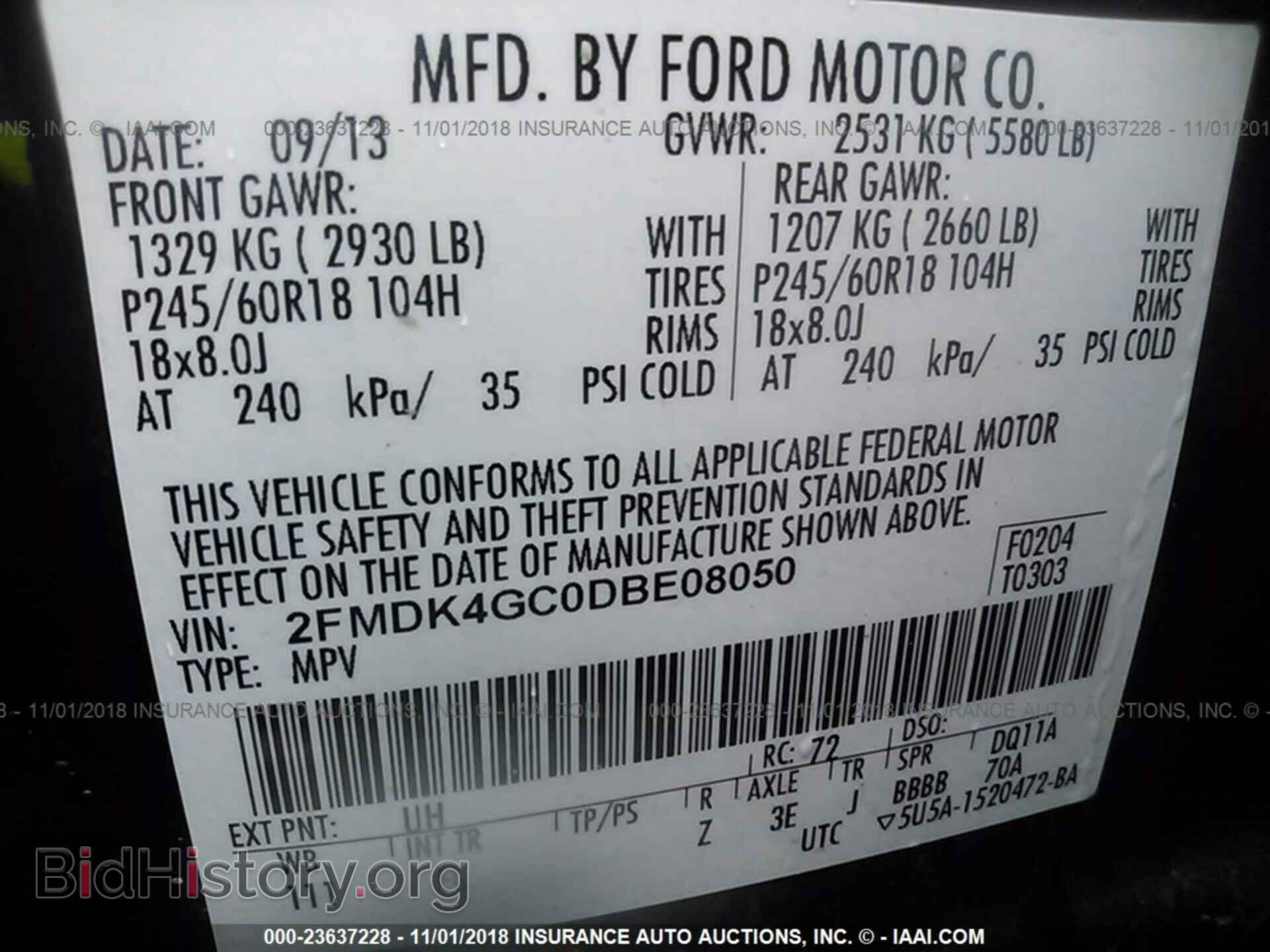 2013 FORD EDGE - VIN: 2FMDK4GC0DBE08050 - Photo 9