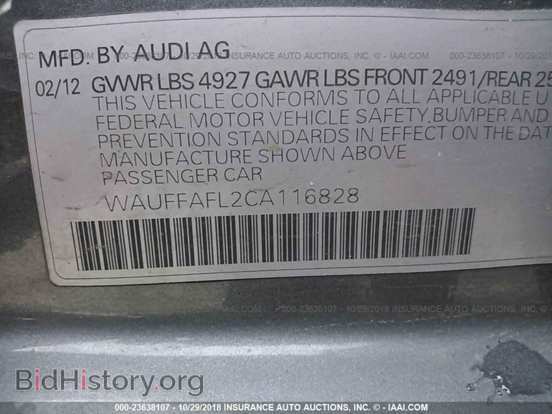 2012 AUDI A4 - VIN: WAUFFAFL2CA116828 - Фото 9