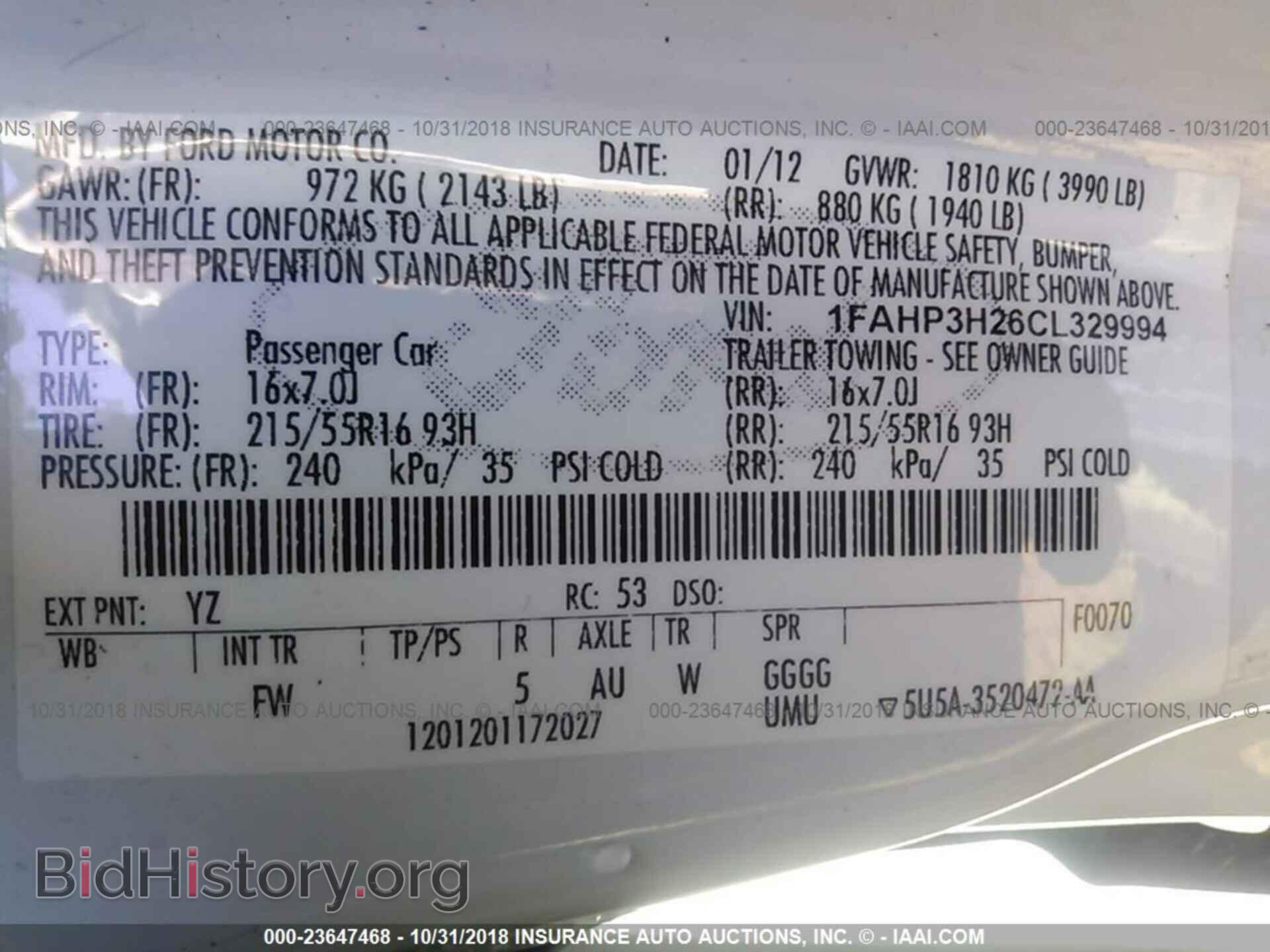 2012 FORD FOCUS - VIN: 1FAHP3H26CL329994 - Photo 9