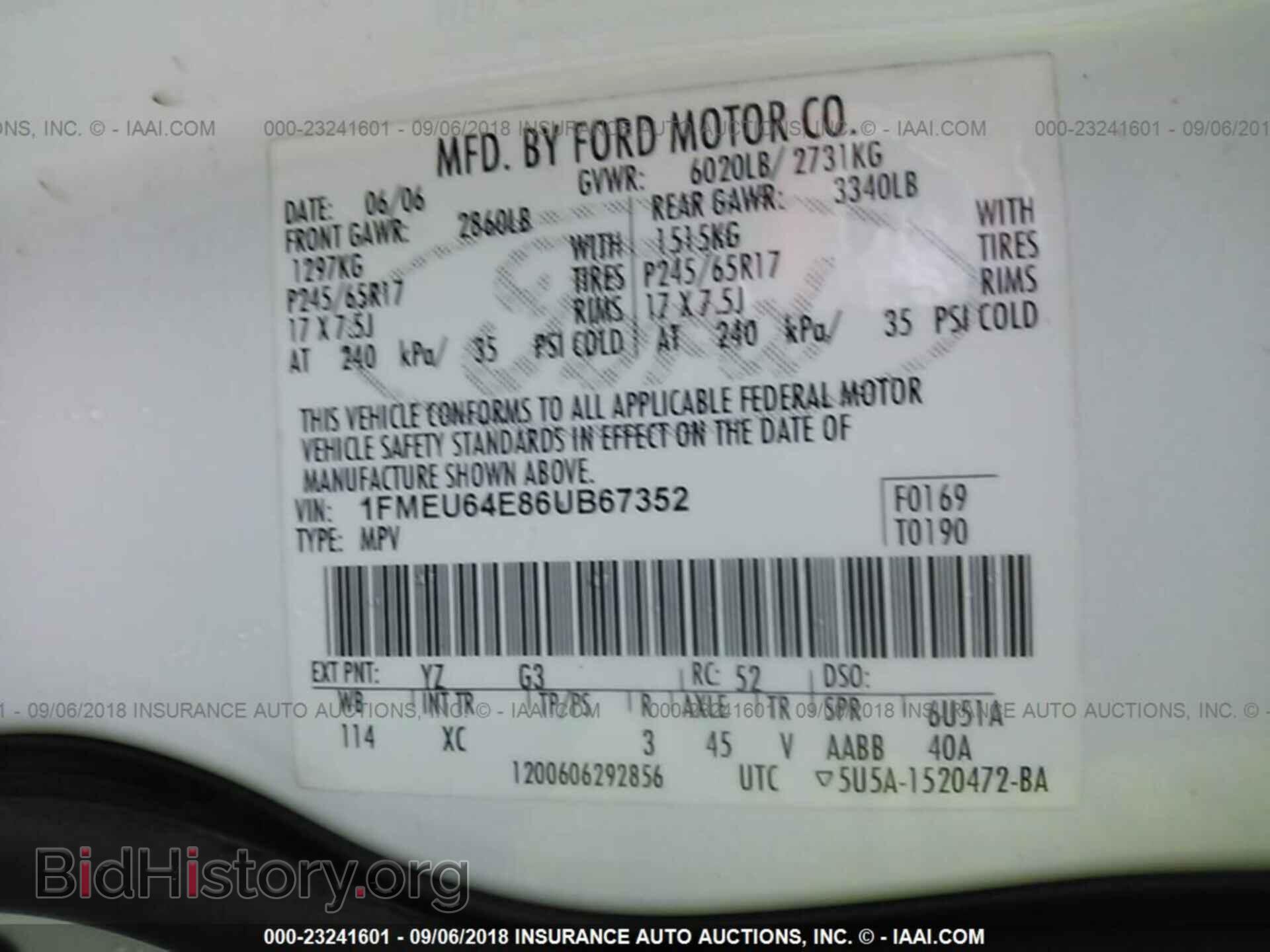 2006 FORD EXPLORER - VIN: 1FMEU64E86UB67352 - Photo 9