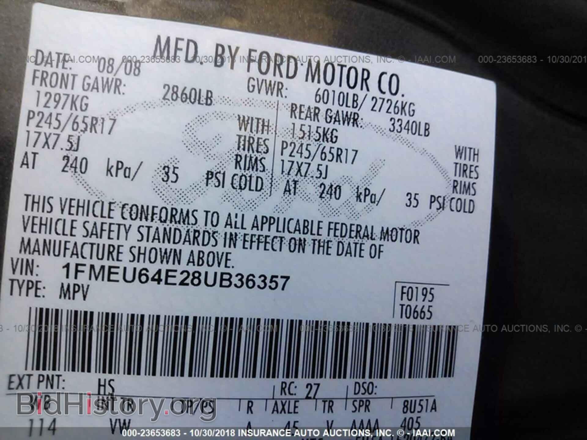 2008 FORD EXPLORER - VIN: 1FMEU64E28UB36357 - Фото 9