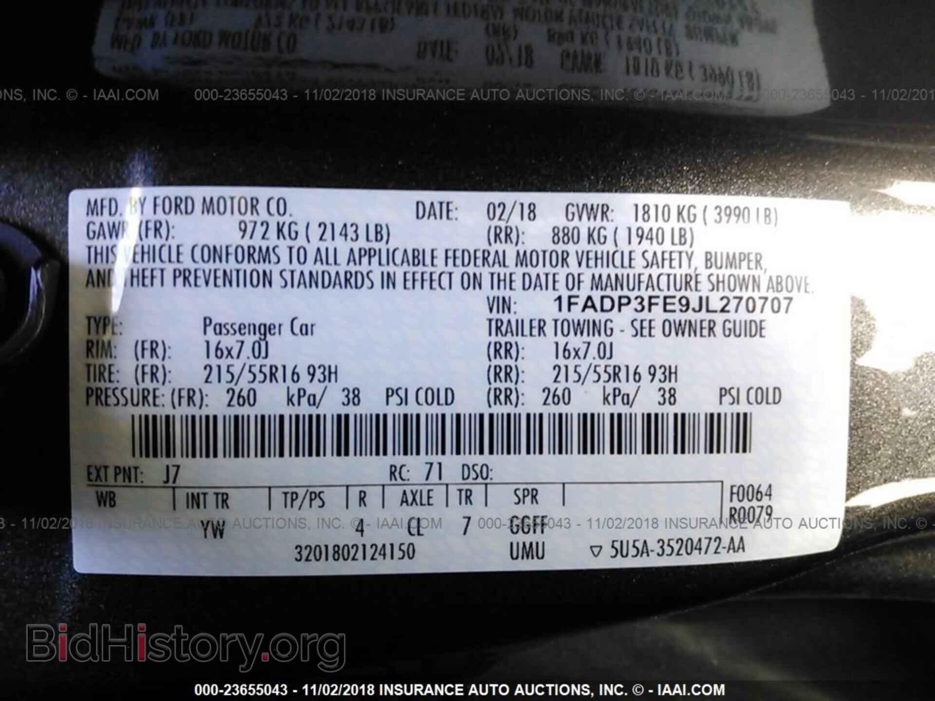 2018 FORD FOCUS - VIN: 1FADP3FE9JL270707 - Фото 9
