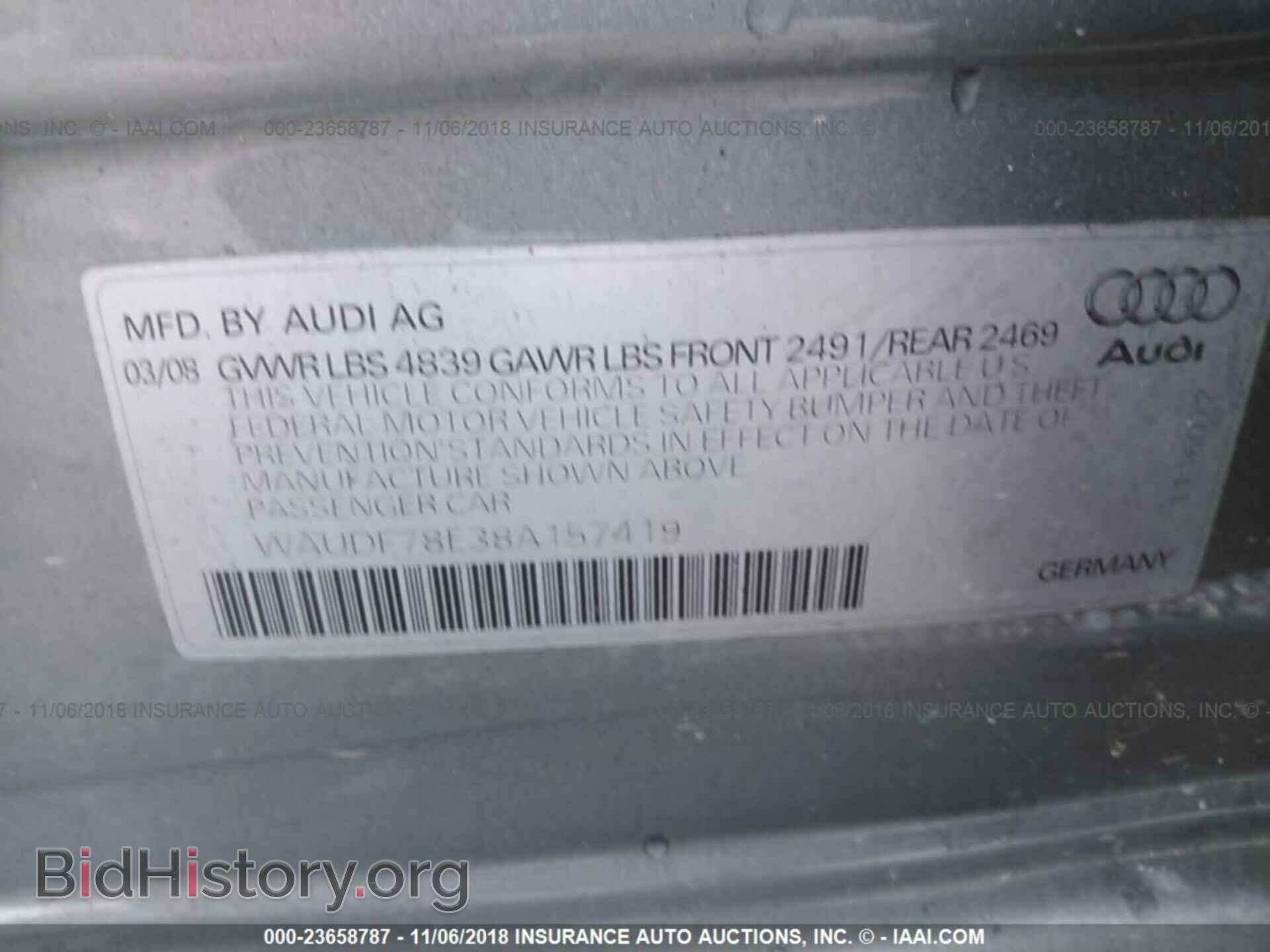 2008 AUDI A4 - VIN: WAUDF78E38A157419 - Фото 9