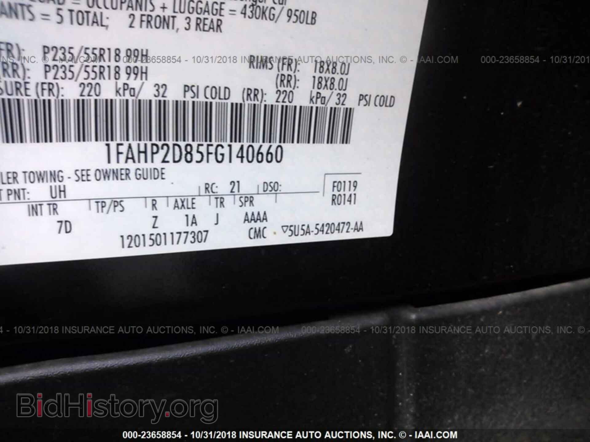 2015 FORD TAURUS - VIN: 1FAHP2D85FG140660 - Фото 9