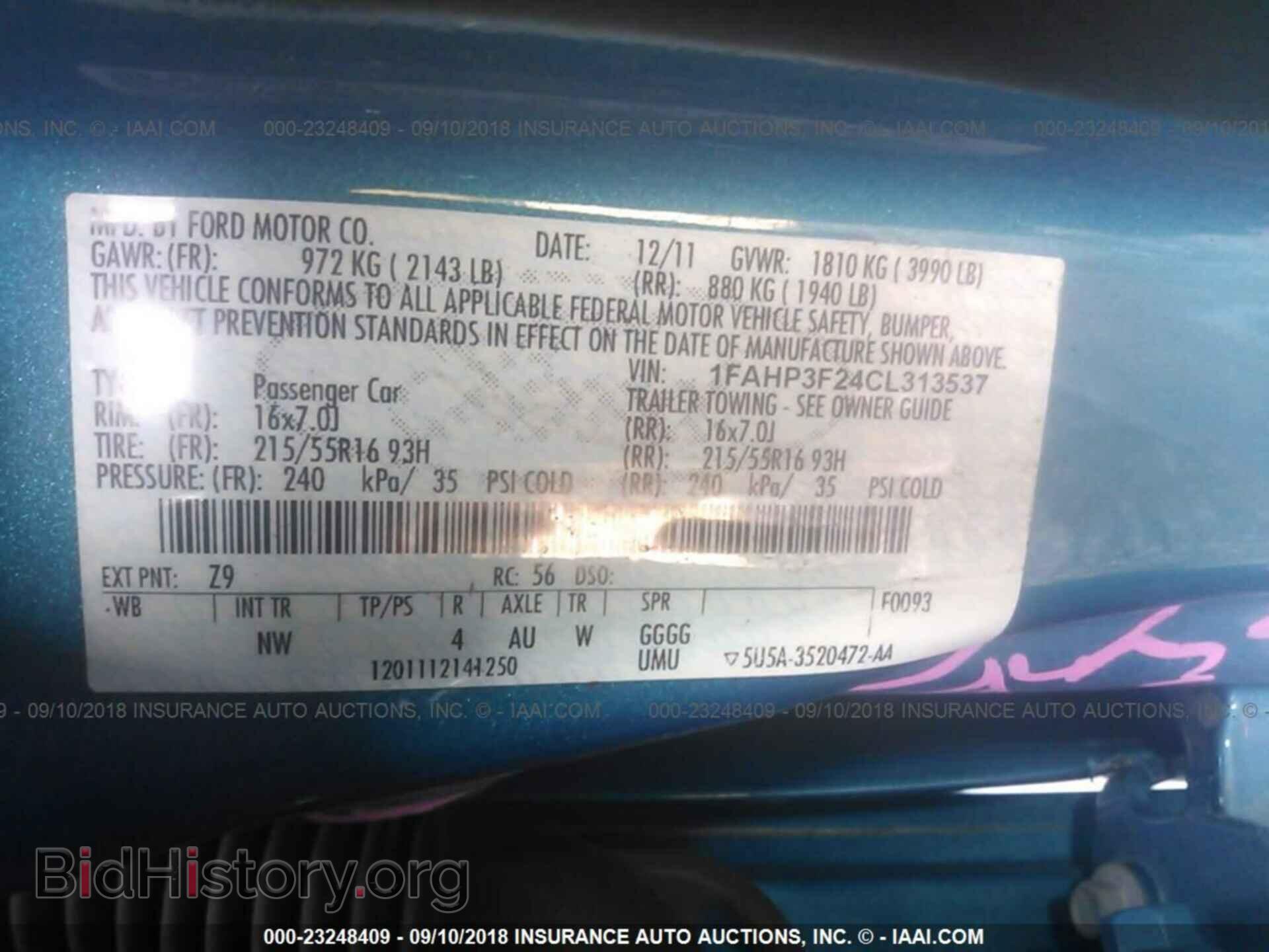 2012 FORD FOCUS - VIN: 1FAHP3F24CL313537 - Photo 9