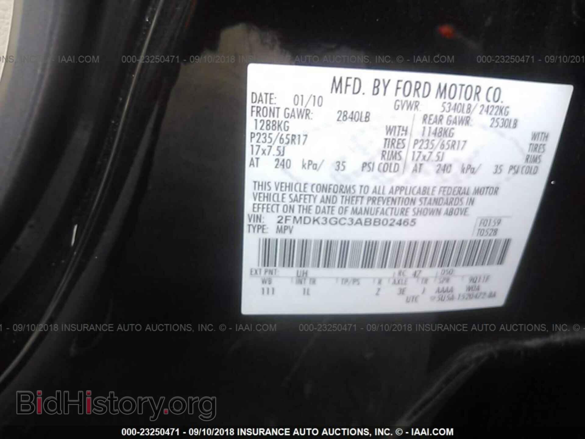 2010 FORD EDGE - VIN: 2FMDK3GC3ABB02465 - Фото 9