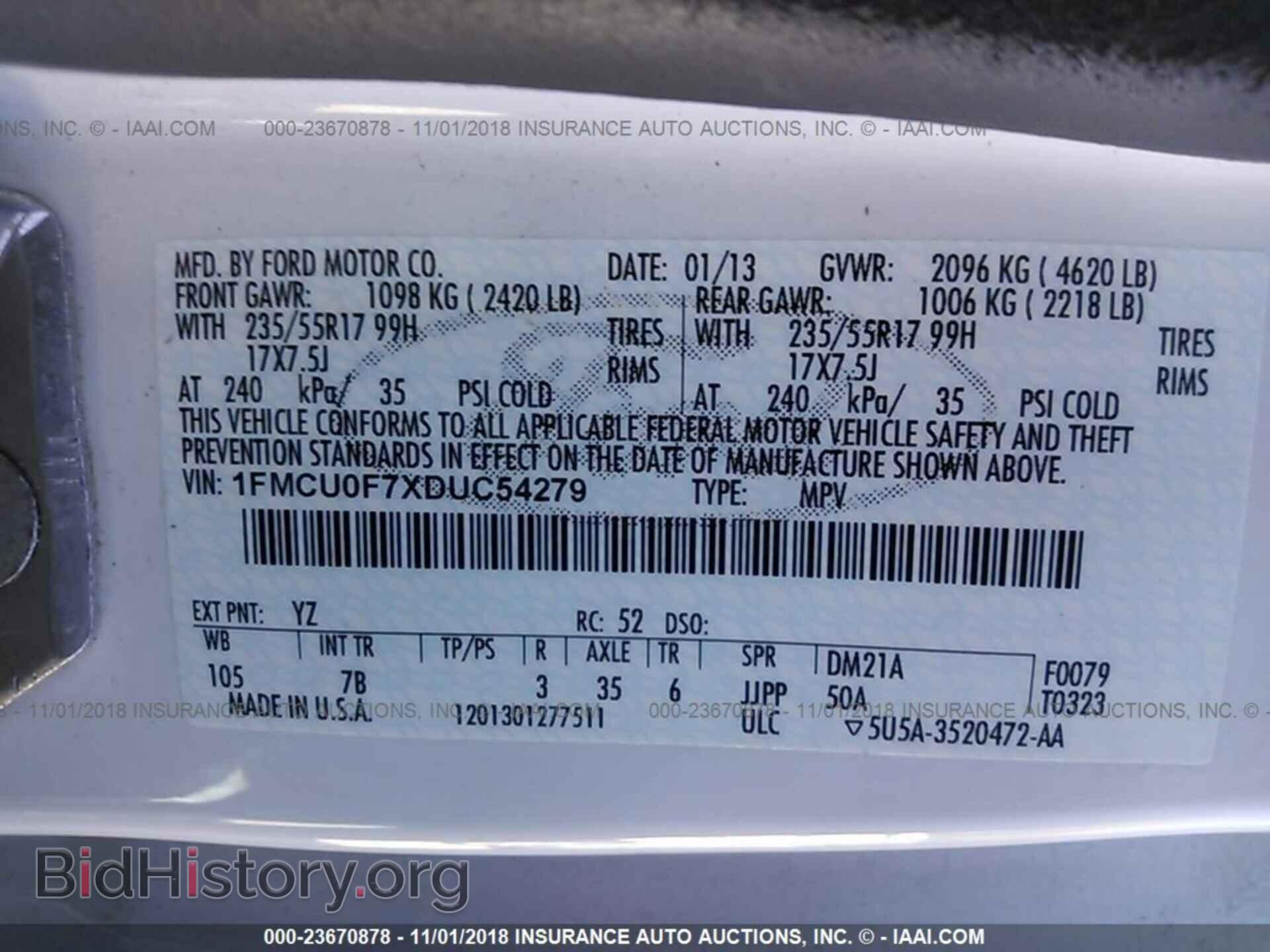 2013 Ford Escape - VIN: 1FMCU0F7XDUC54279 - Фото 9