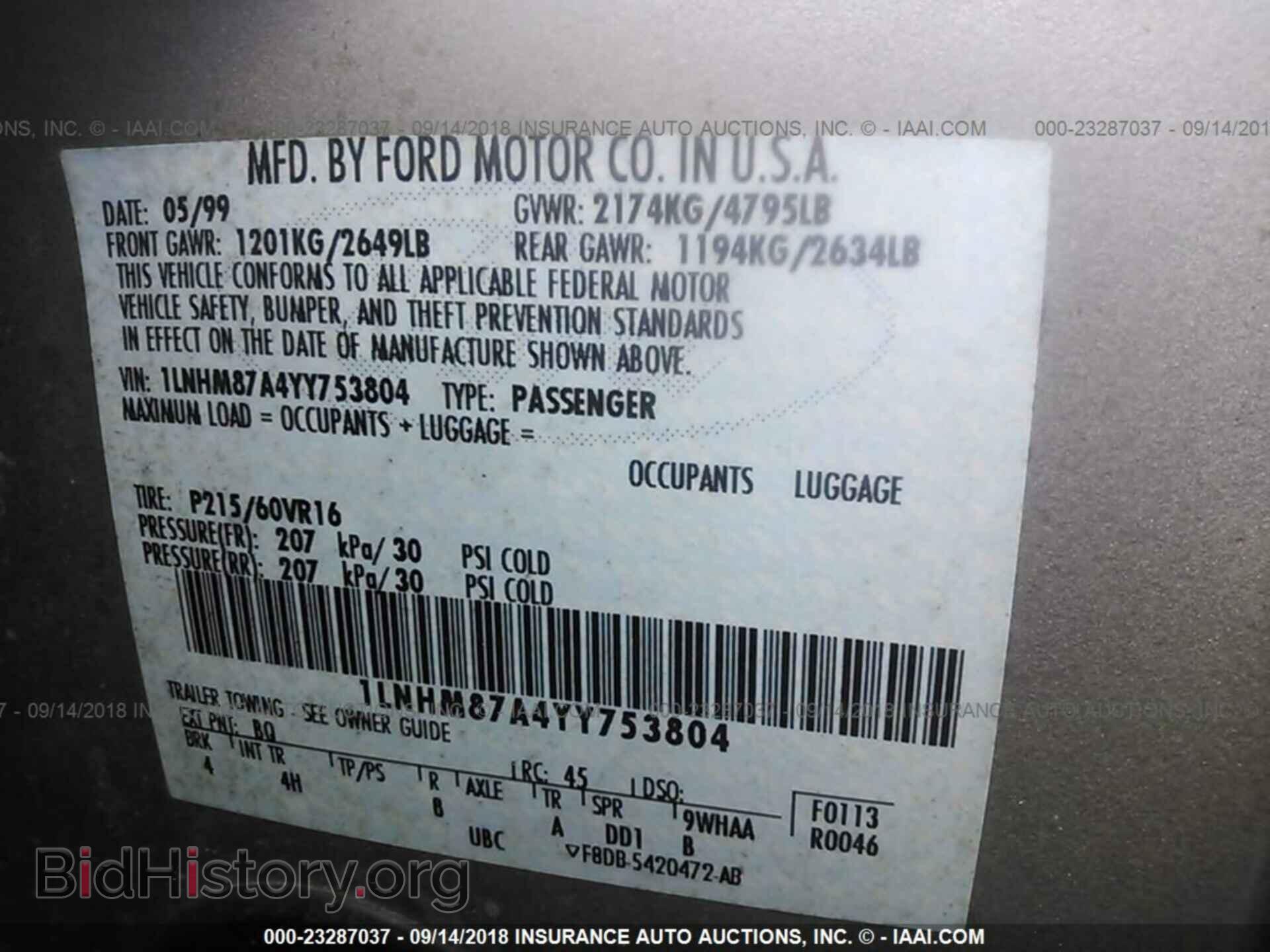2000 LINCOLN LS - VIN: 1LNHM87A4YY753804 - Photo 9