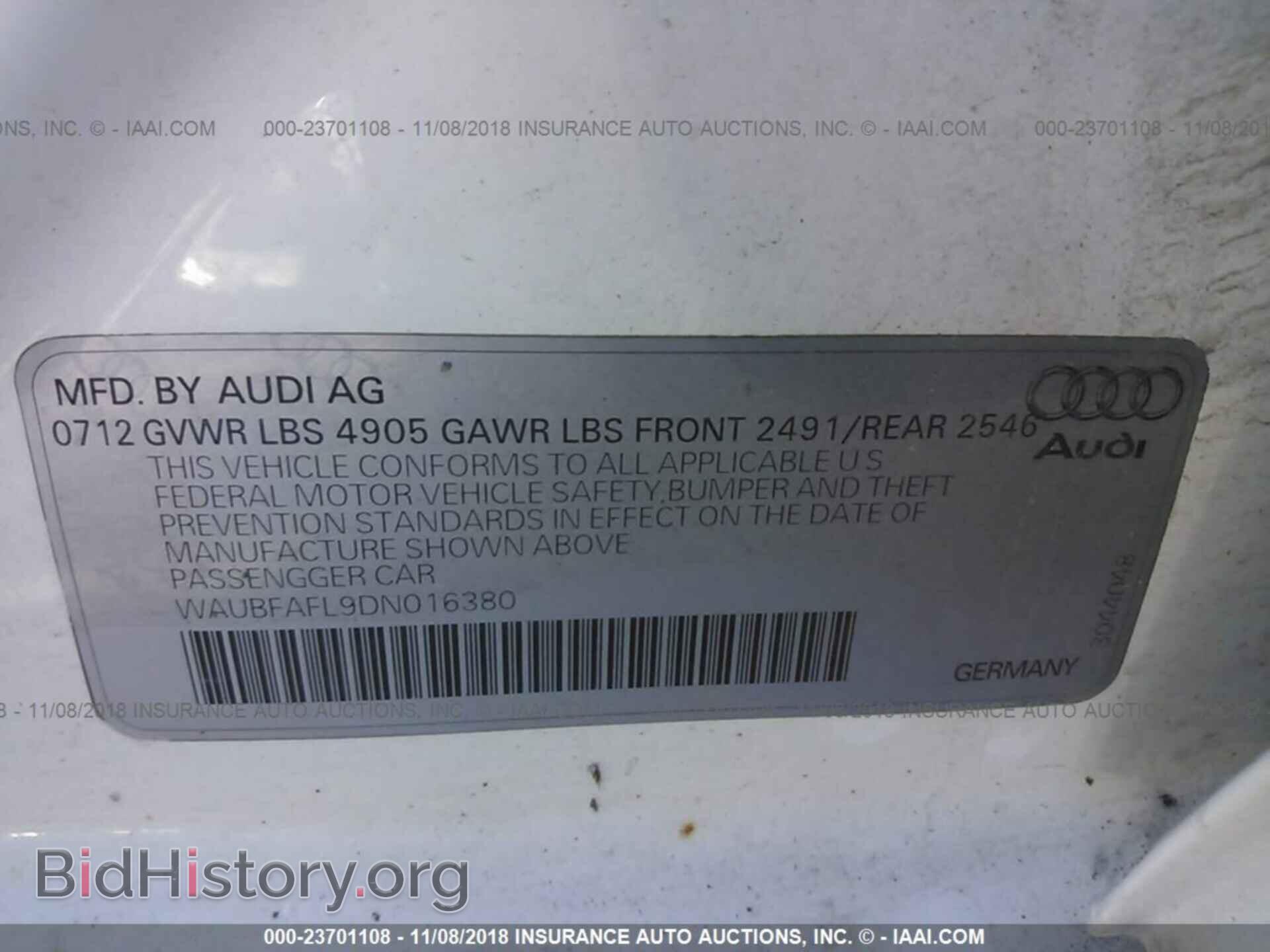 2013 AUDI A4 - VIN: WAUBFAFL9DN016380 - Photo 9