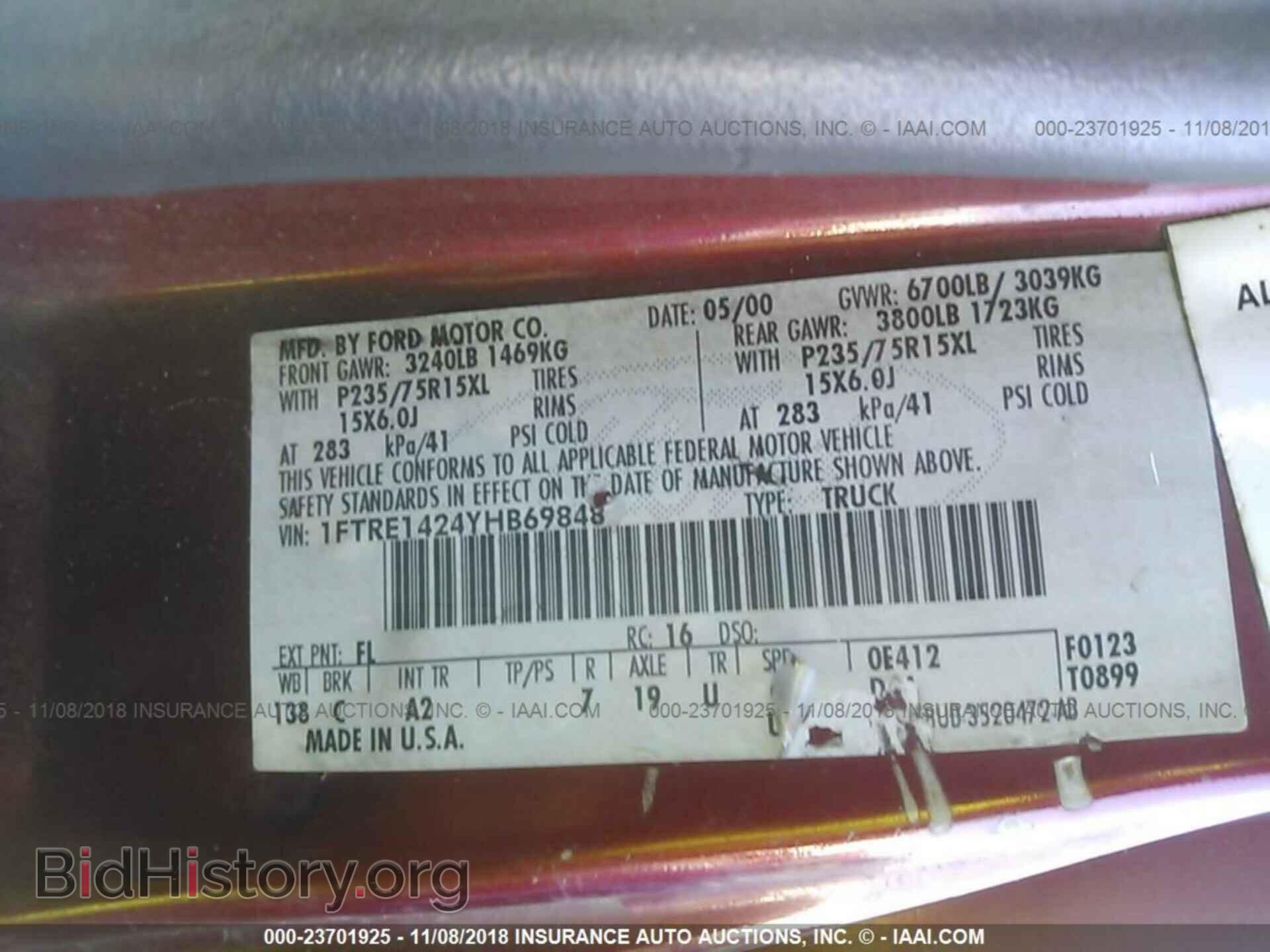 2000 FORD ECONOLINE - VIN: 1FTRE1424YHB69848 - Photo 9