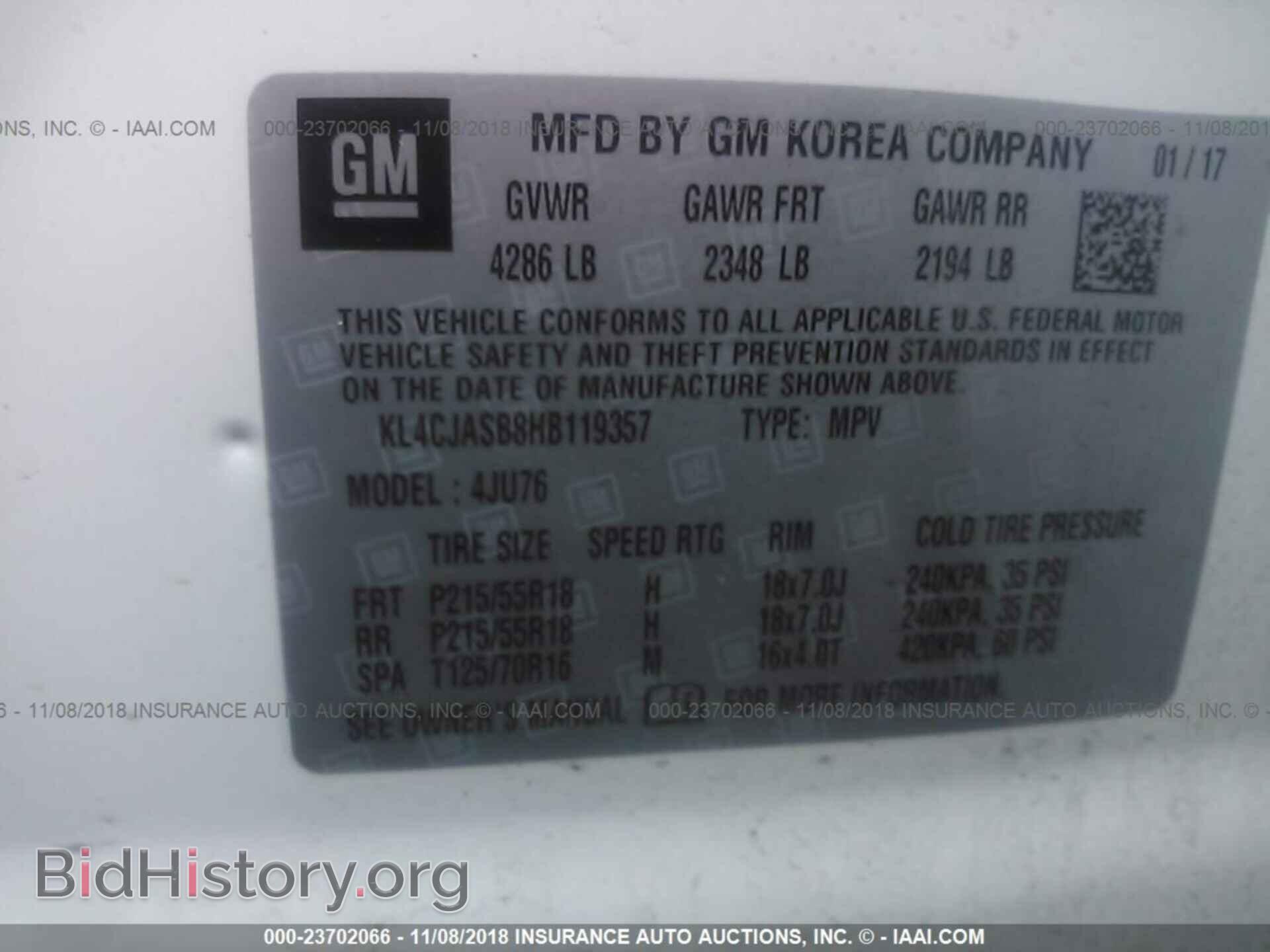 2017 BUICK ENCORE - VIN: KL4CJASB8HB119357 - Фото 9