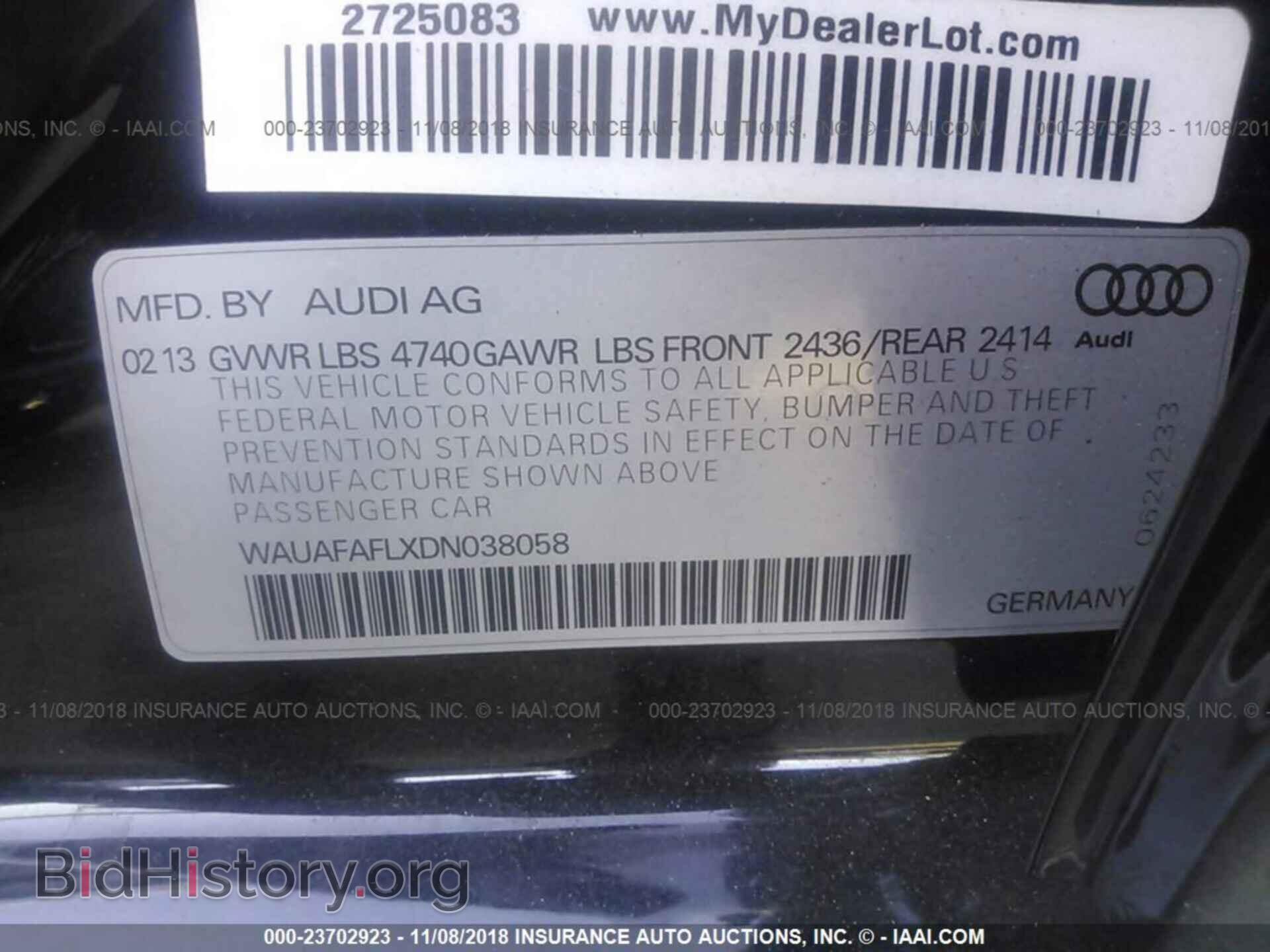 2013 Audi A4 - VIN: WAUAFAFLXDN038058 - Фото 9