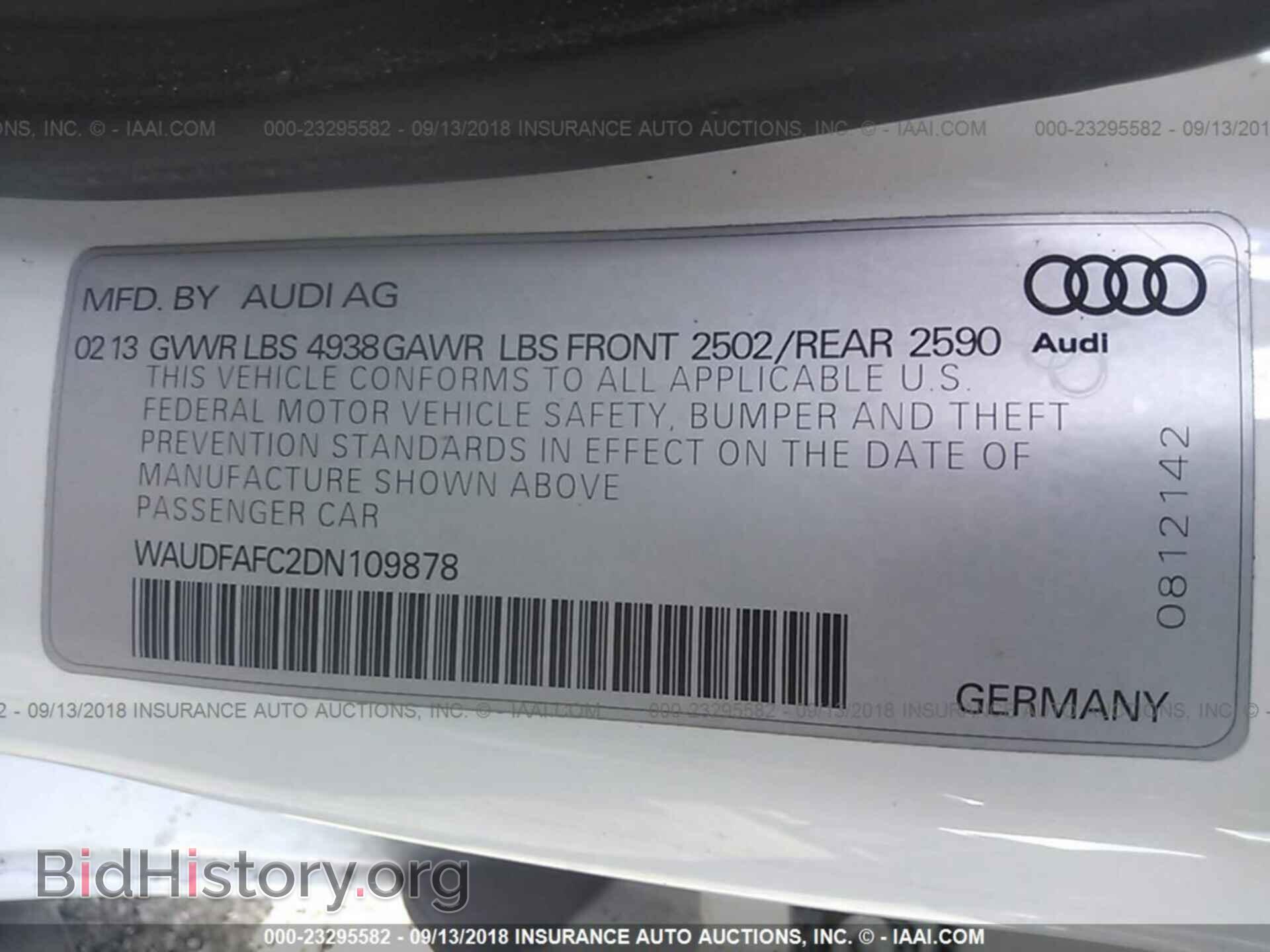 2013 AUDI A6 - VIN: WAUDFAFC2DN109878 - Фото 9
