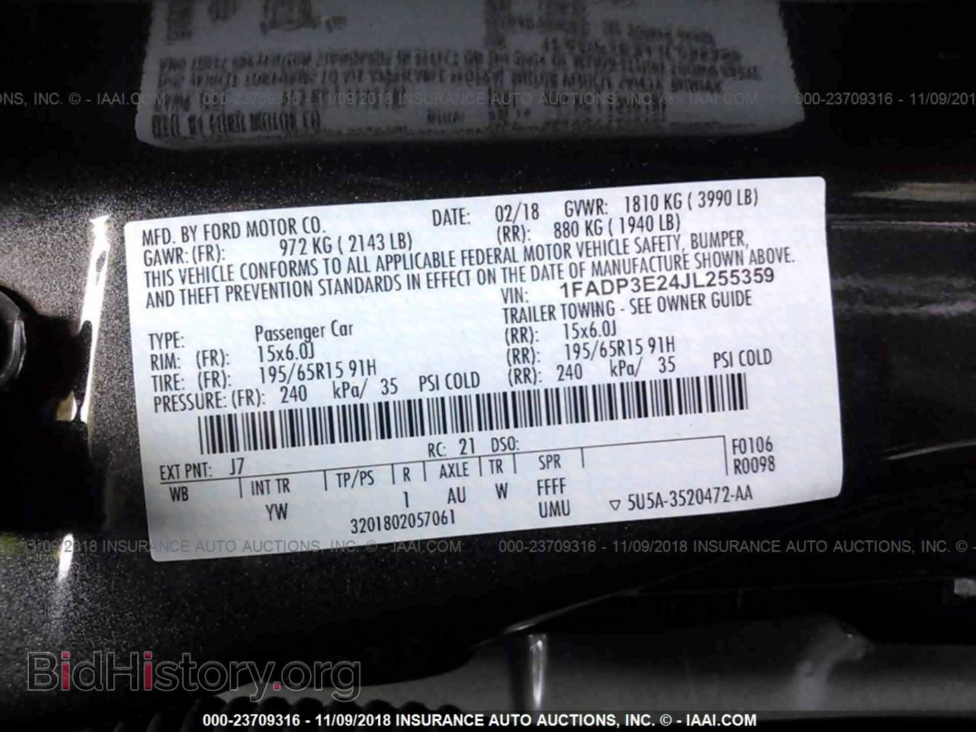 2018 FORD FOCUS - VIN: 1FADP3E24JL255359 - Фото 9