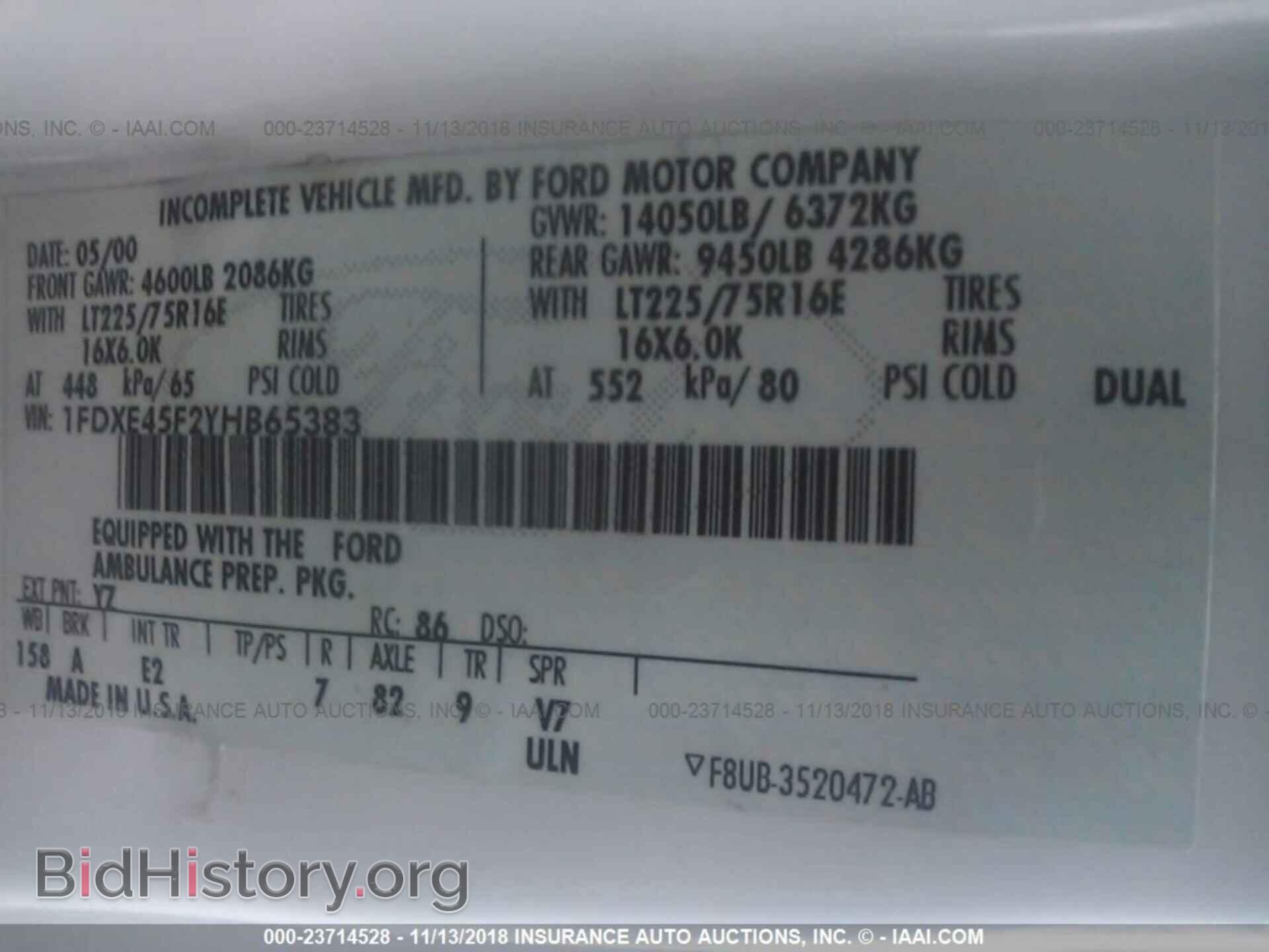 2000 FORD ECONOLINE - VIN: 1FDXE45F2YHB65383 - Фото 9