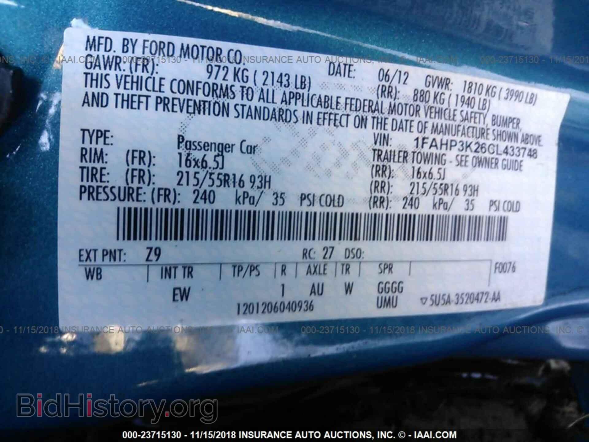 2012 FORD FOCUS - VIN: 1FAHP3K26CL433748 - Фото 9