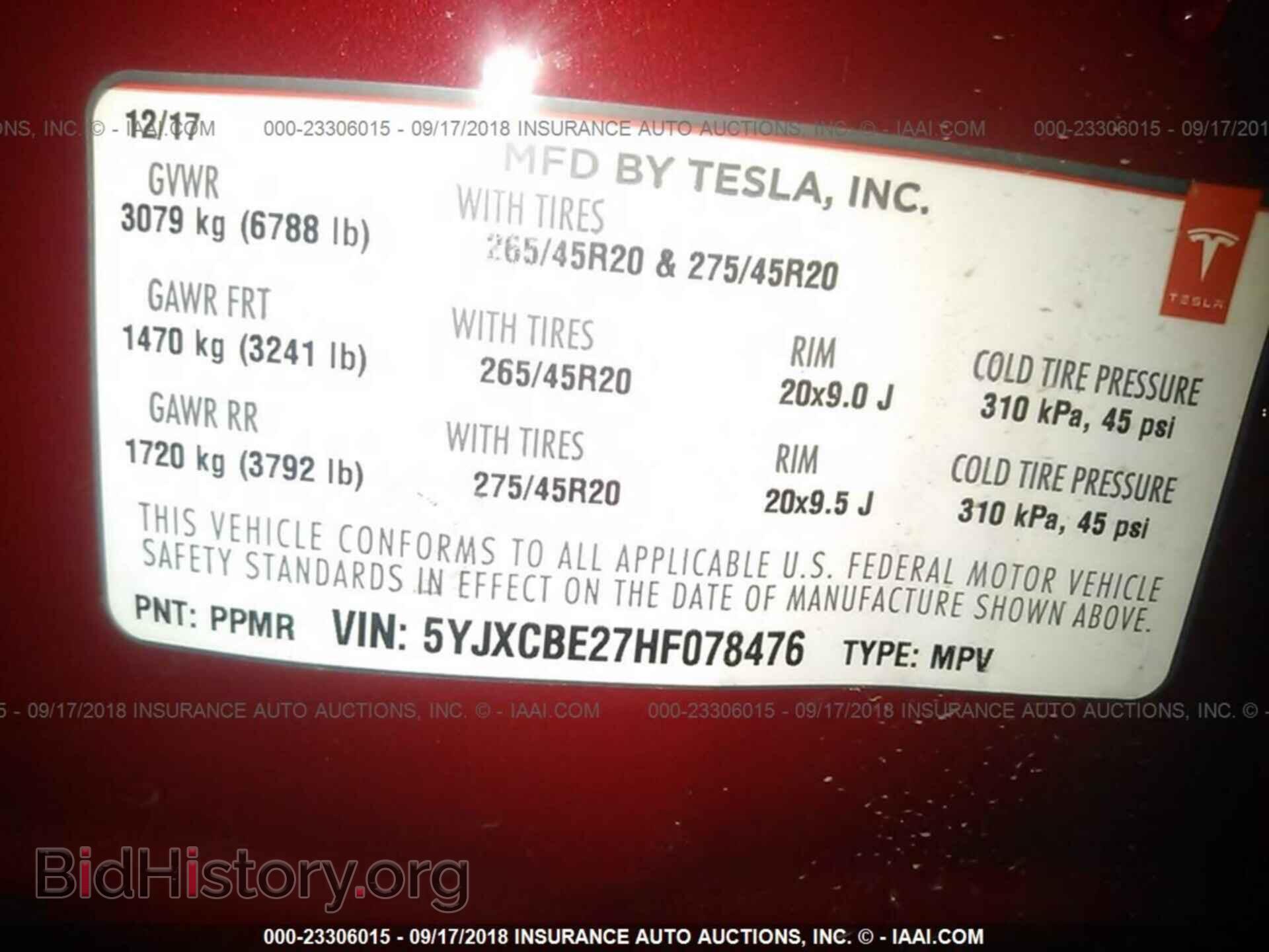 2017 TESLA MODEL X - VIN: 5YJXCBE27HF078476 - Photo 9