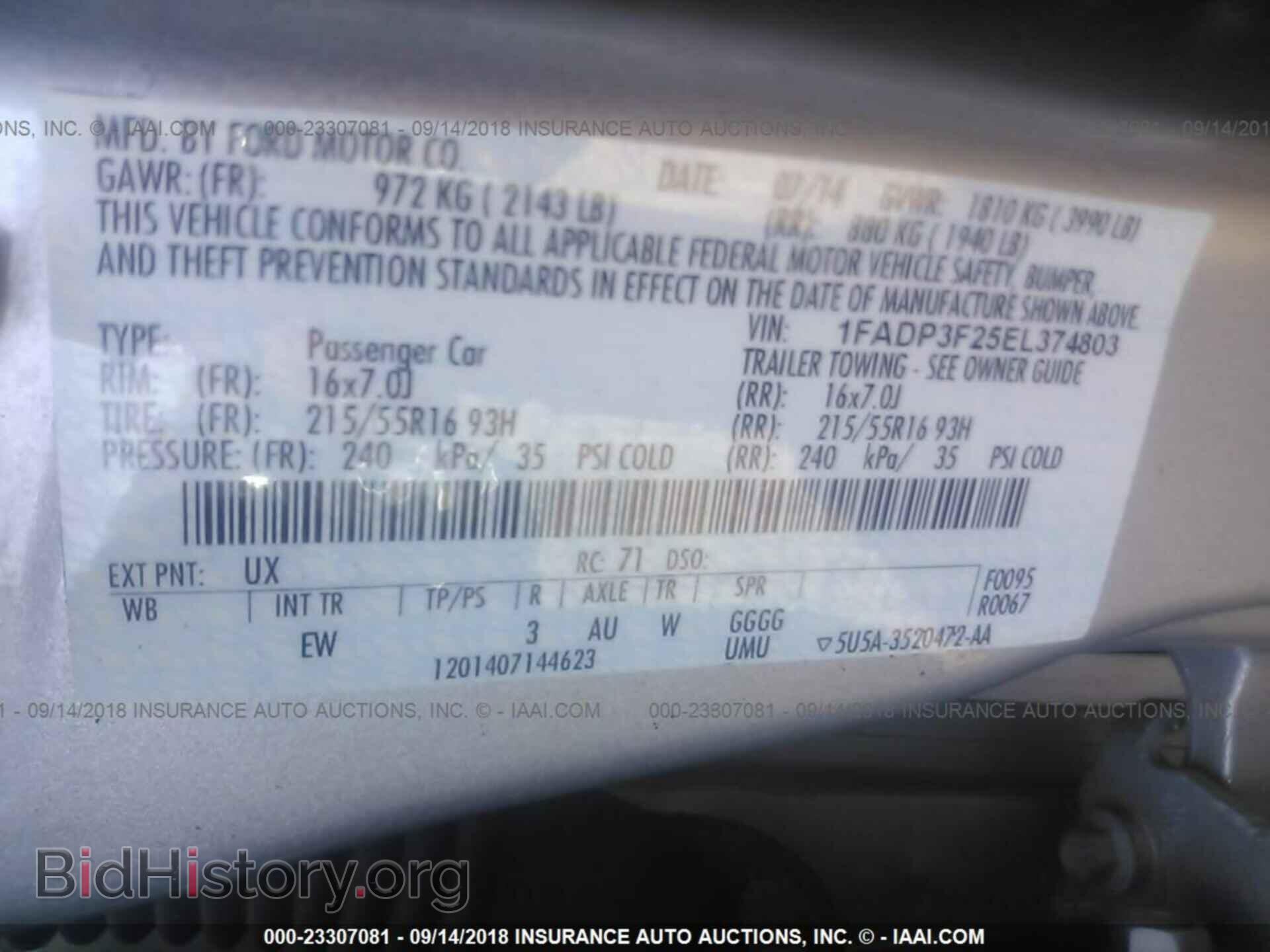 2014 FORD FOCUS - VIN: 1FADP3F25EL374803 - Фото 9