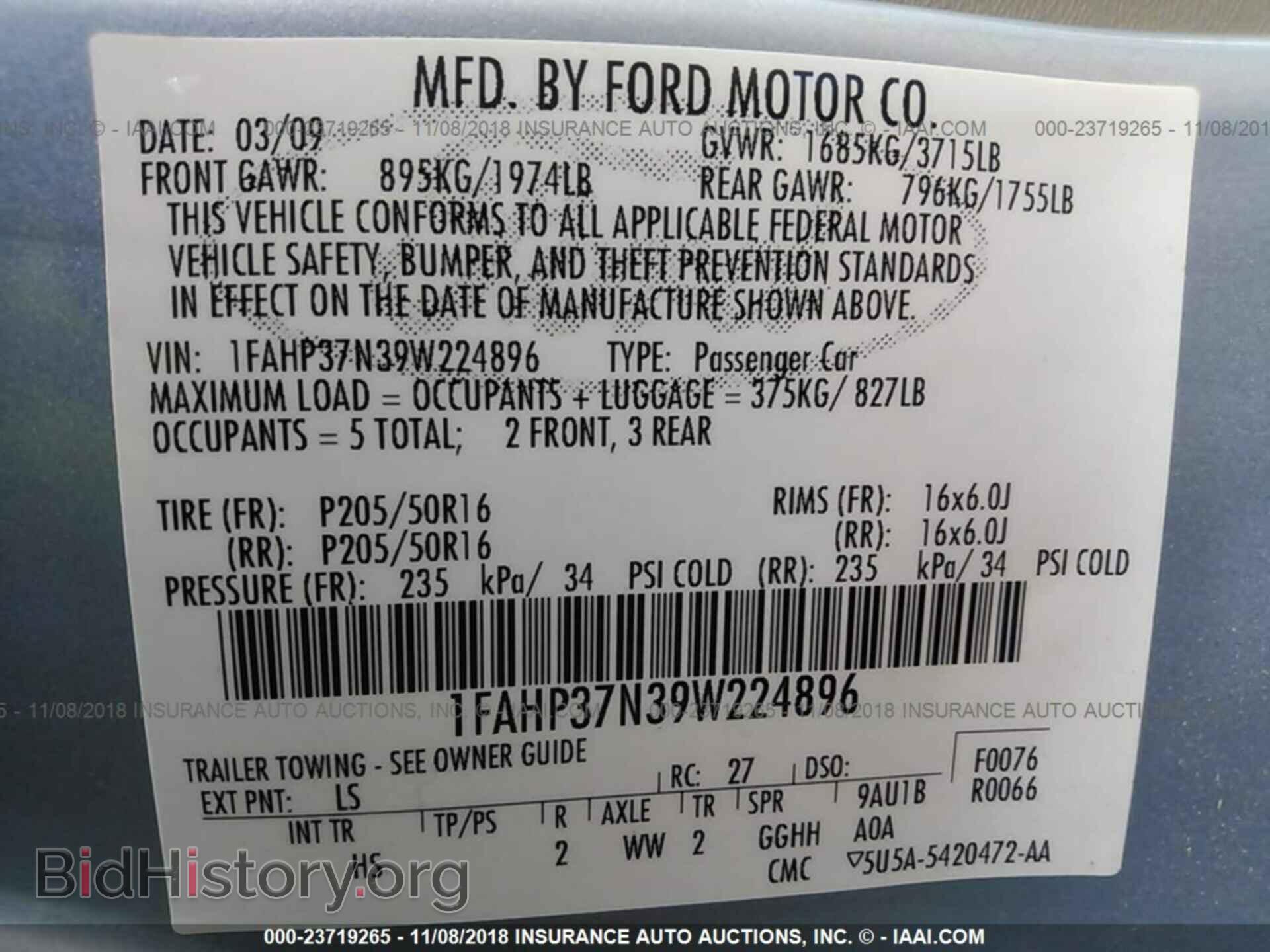 2009 FORD FOCUS - VIN: 1FAHP37N39W224896 - Photo 9