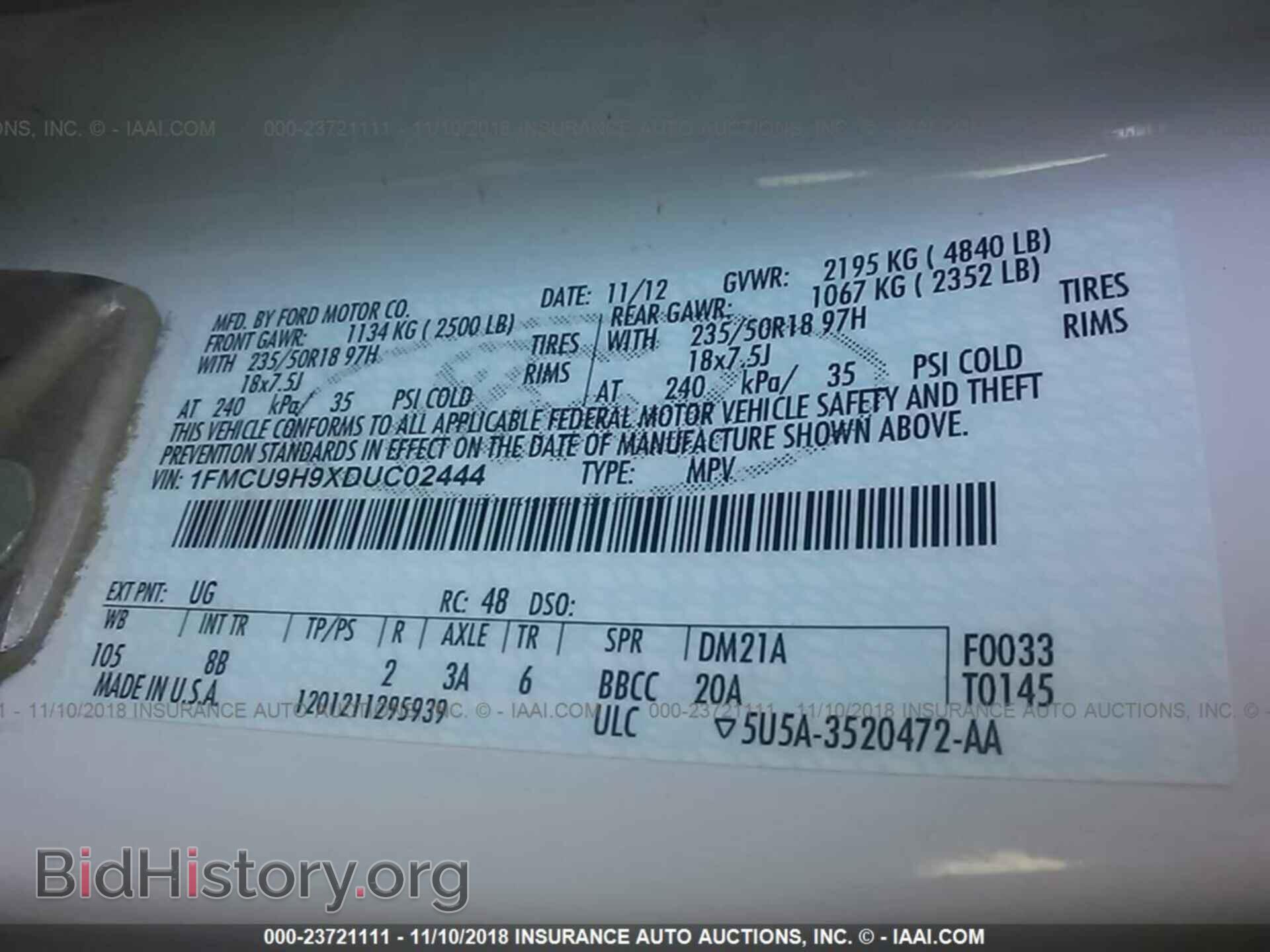 2013 FORD ESCAPE - VIN: 1FMCU9H9XDUC02444 - Photo 9