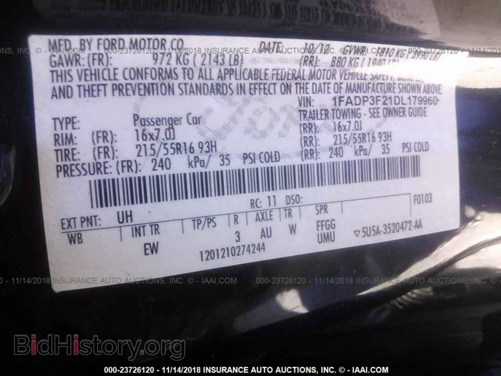 2013 FORD FOCUS - VIN: 1FADP3F21DL179960 - Фото 9