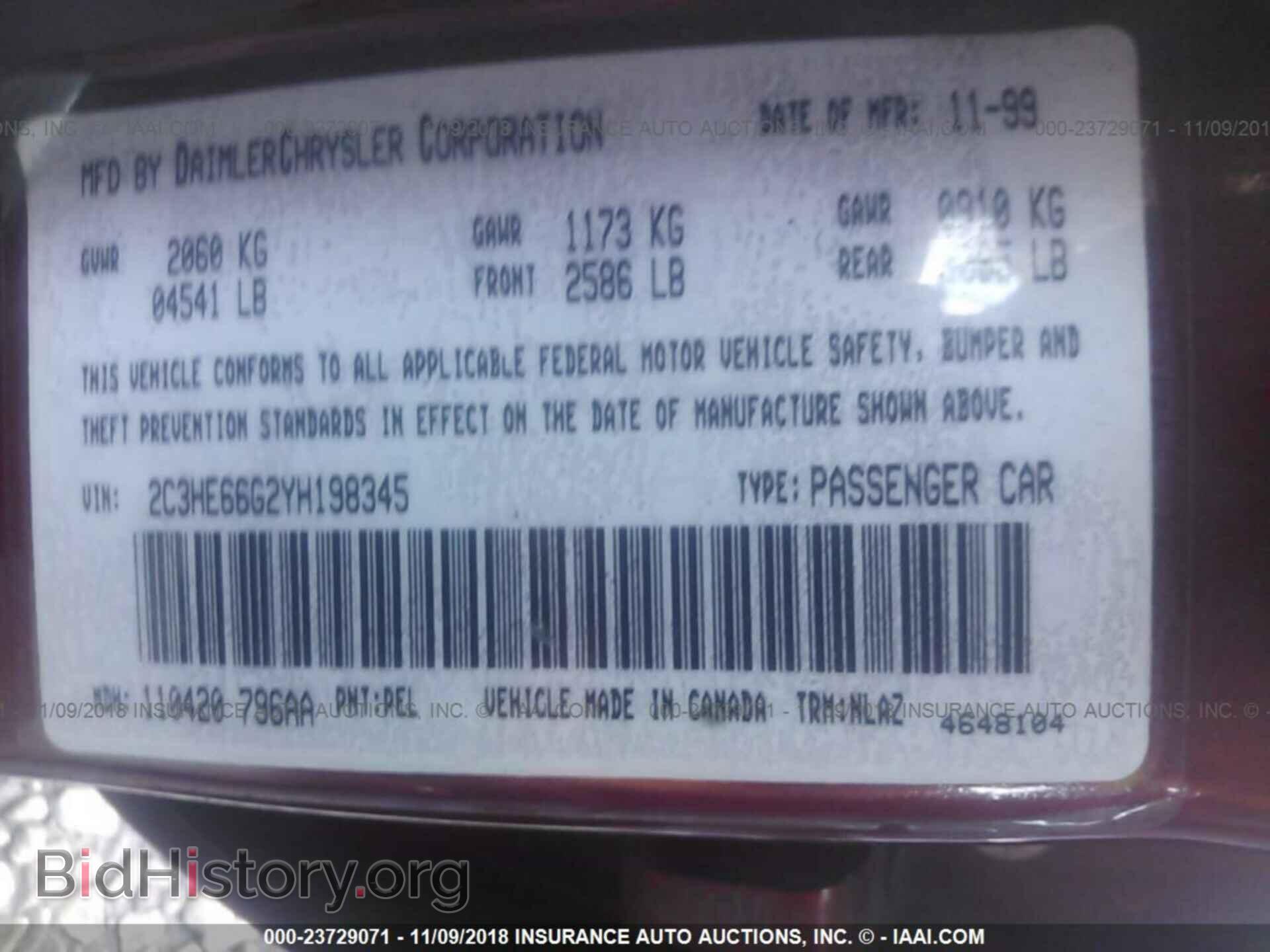 2000 CHRYSLER 300M - VIN: 2C3HE66G2YH198345 - Photo 9