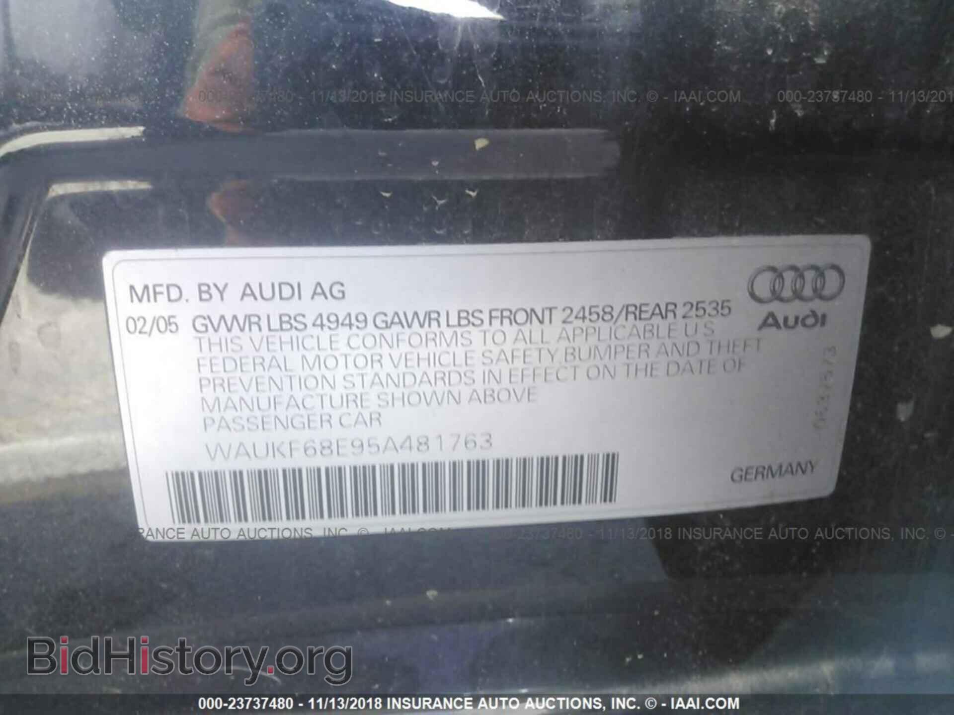2005 AUDI A4 - VIN: WAUKF68E95A481763 - Фото 9