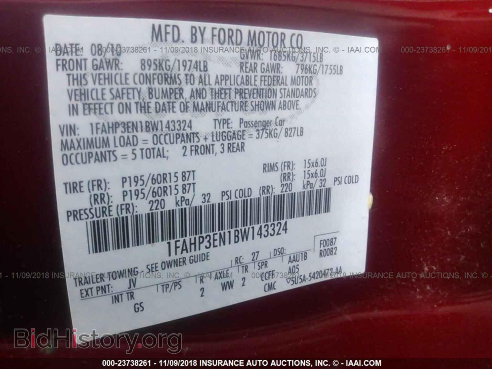 2011 FORD FOCUS - VIN: 1FAHP3EN1BW143324 - Фото 9