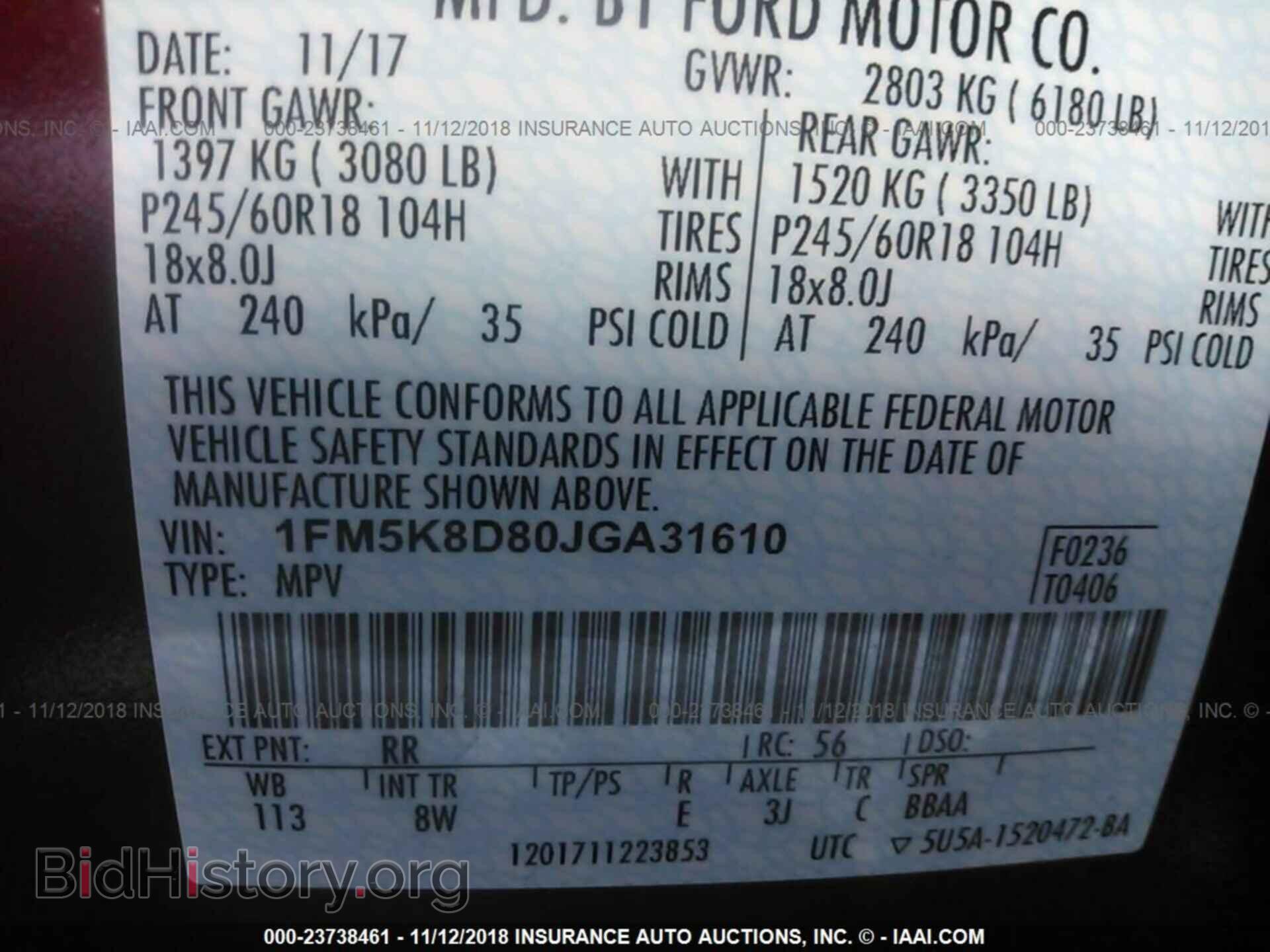 2018 FORD EXPLORER - VIN: 1FM5K8D80JGA31610 - Photo 9