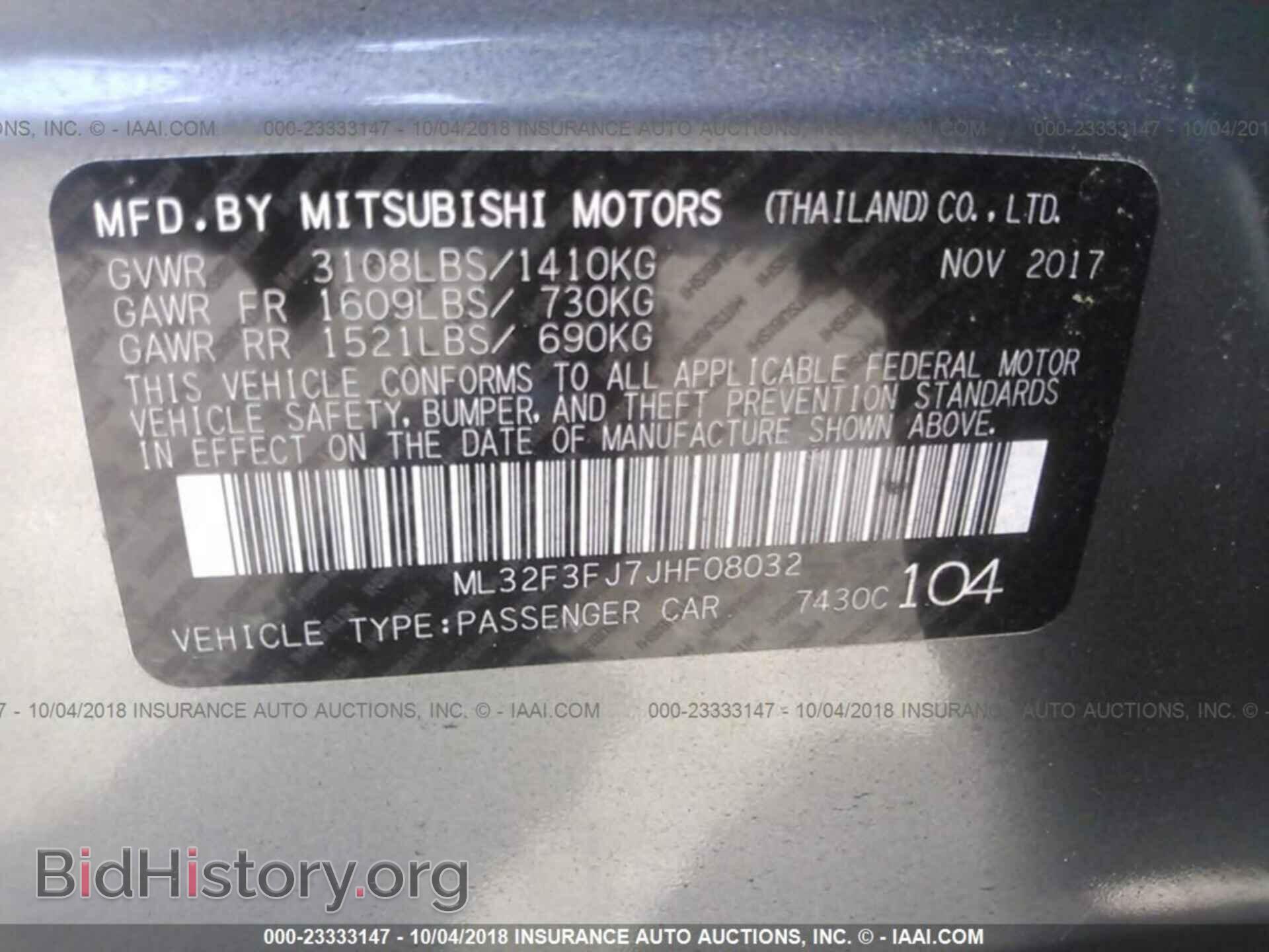 2018 MITSUBISHI MIRAGE - VIN: ML32F3FJ7JHF08032 - Фото 9