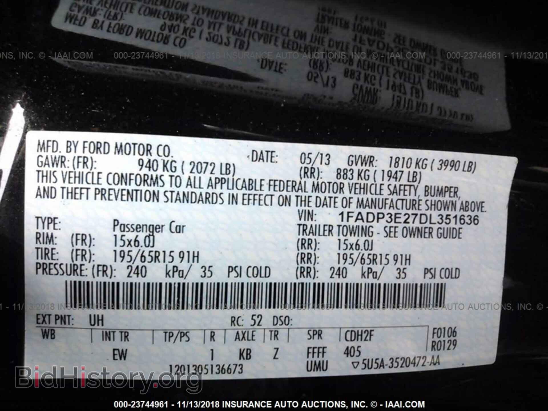 2013 FORD FOCUS - VIN: 1FADP3E27DL351636 - Фото 9