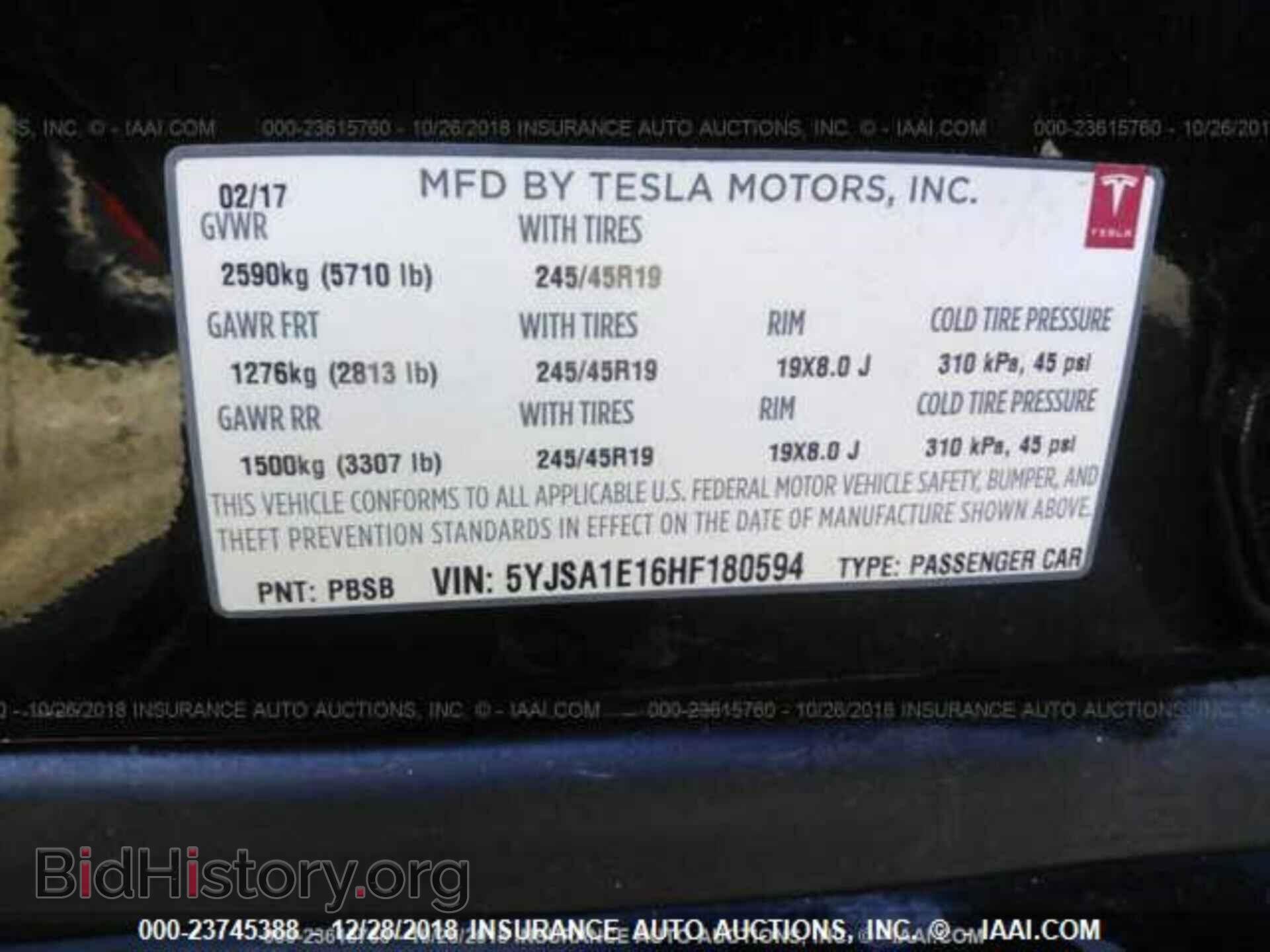 2017 TESLA MODEL S - VIN: 5YJSA1E16HF180594 - Photo 9
