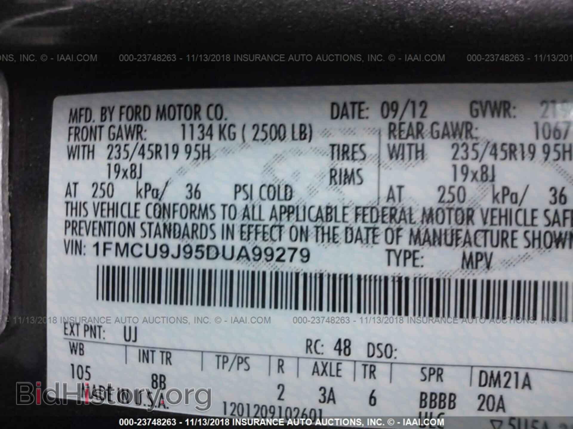 2013 Ford Escape - VIN: 1FMCU9J95DUA99279 - Фото 9