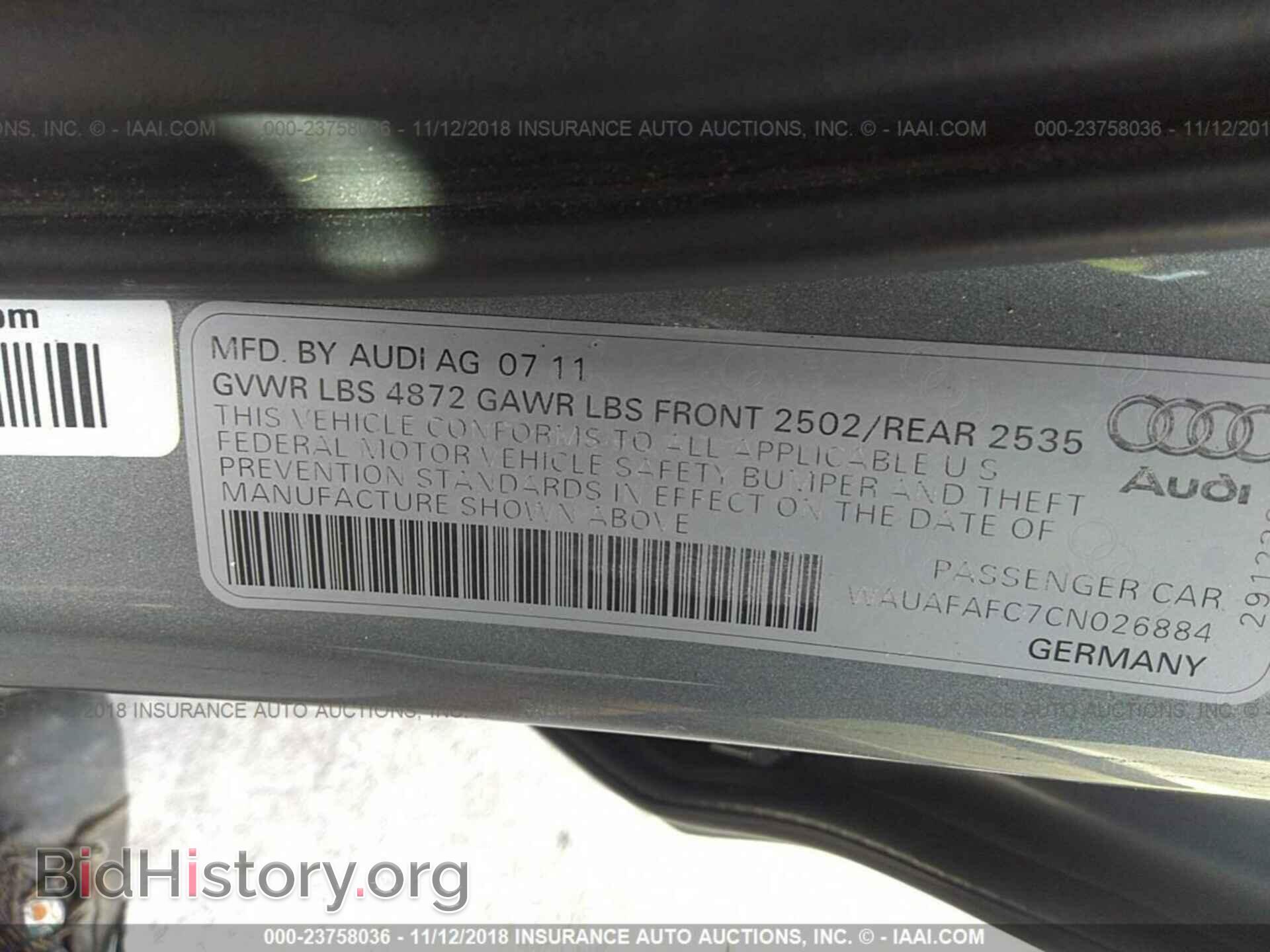 2012 AUDI A6 - VIN: WAUAFAFC7CN026884 - Photo 9