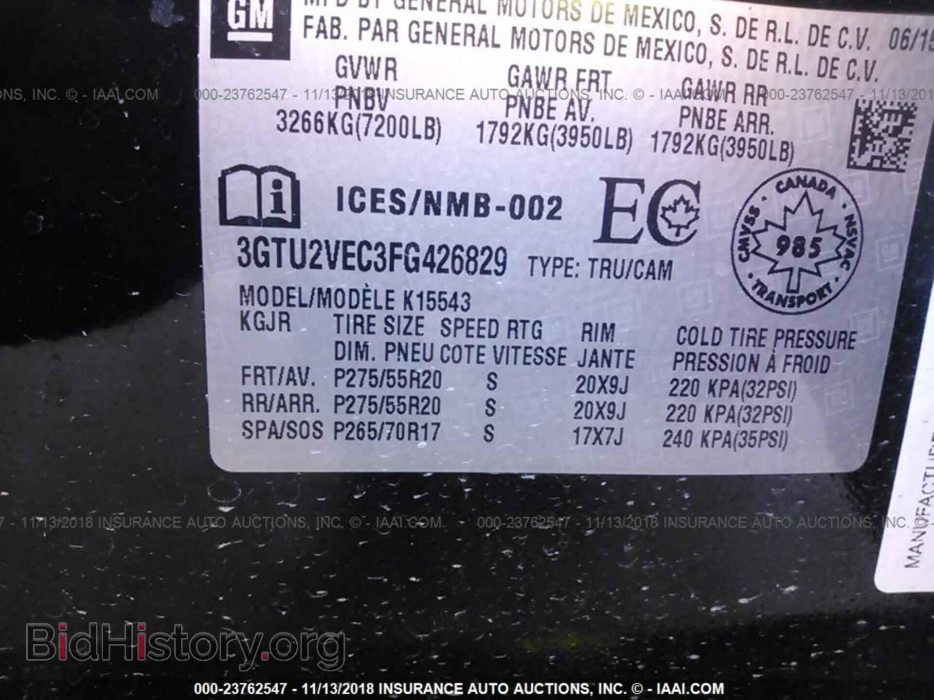2015 GMC SIERRA - VIN: 3GTU2VEC3FG426829 - Photo 9