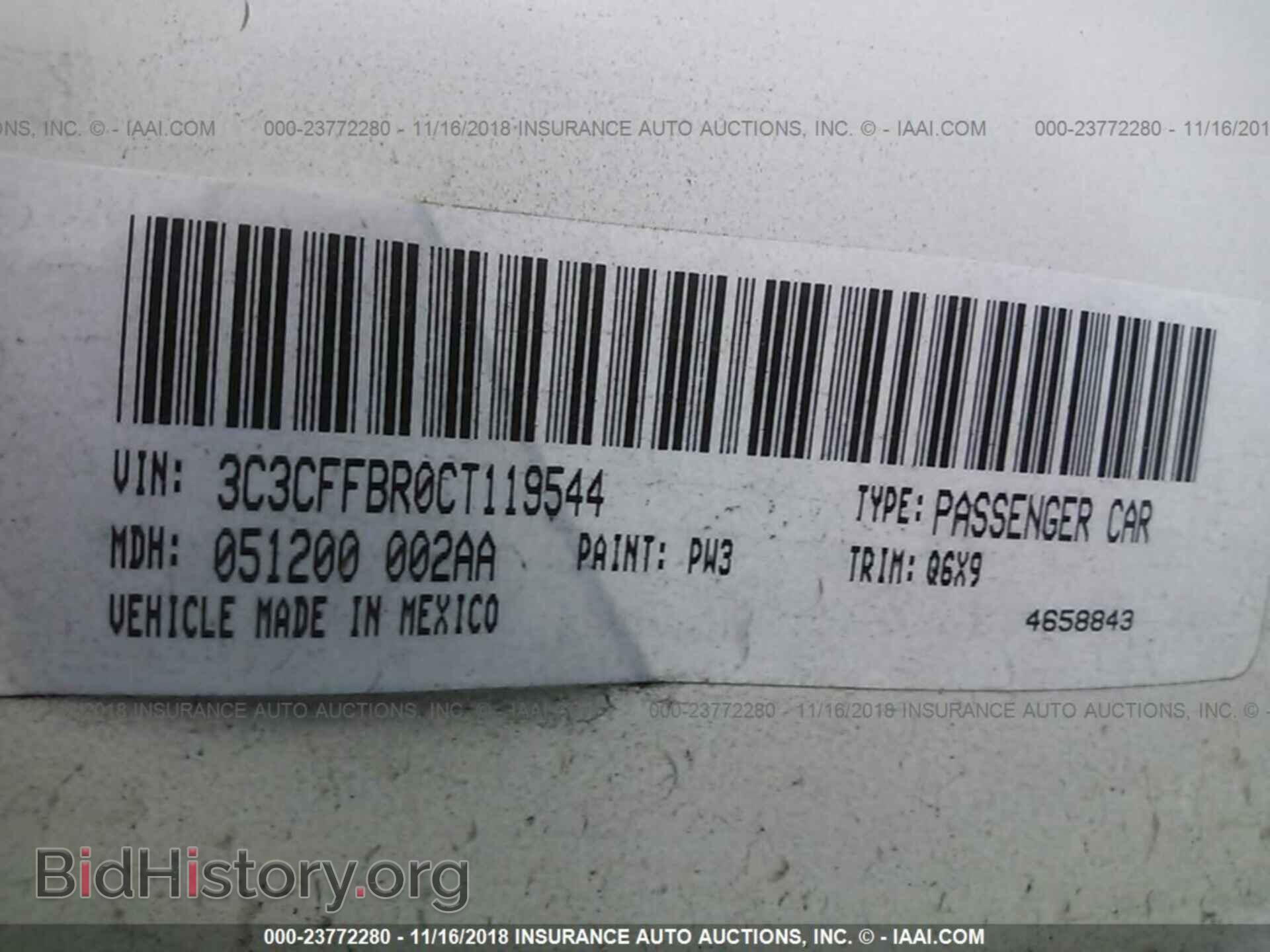 2012 FIAT 500 - VIN: 3C3CFFBR0CT119544 - Фото 9