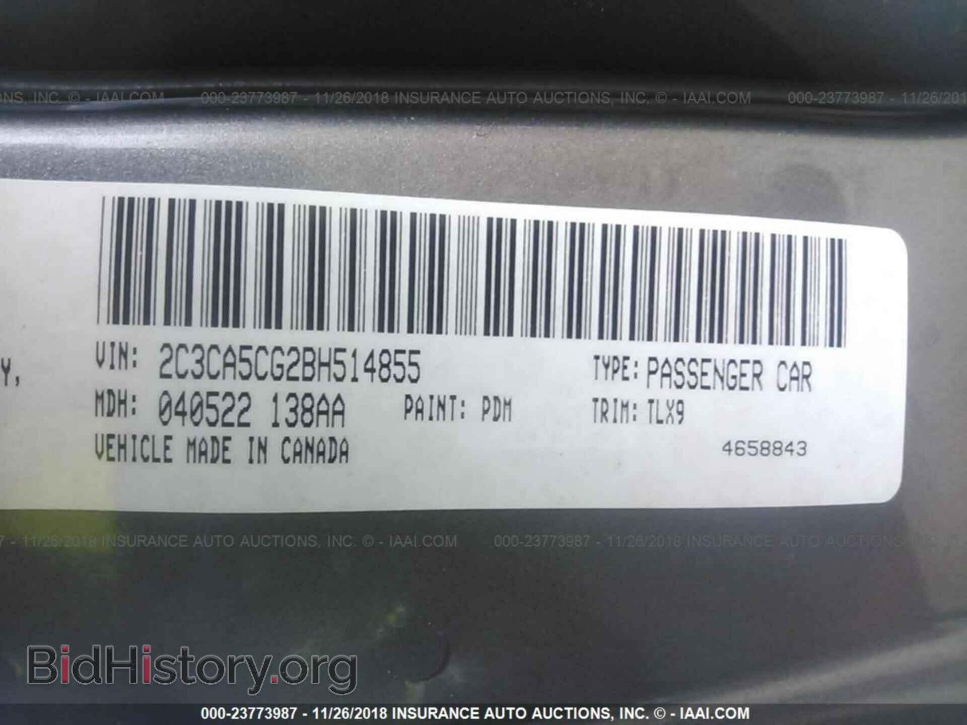 2011 CHRYSLER 300 - VIN: 2C3CA5CG2BH514855 - Фото 9