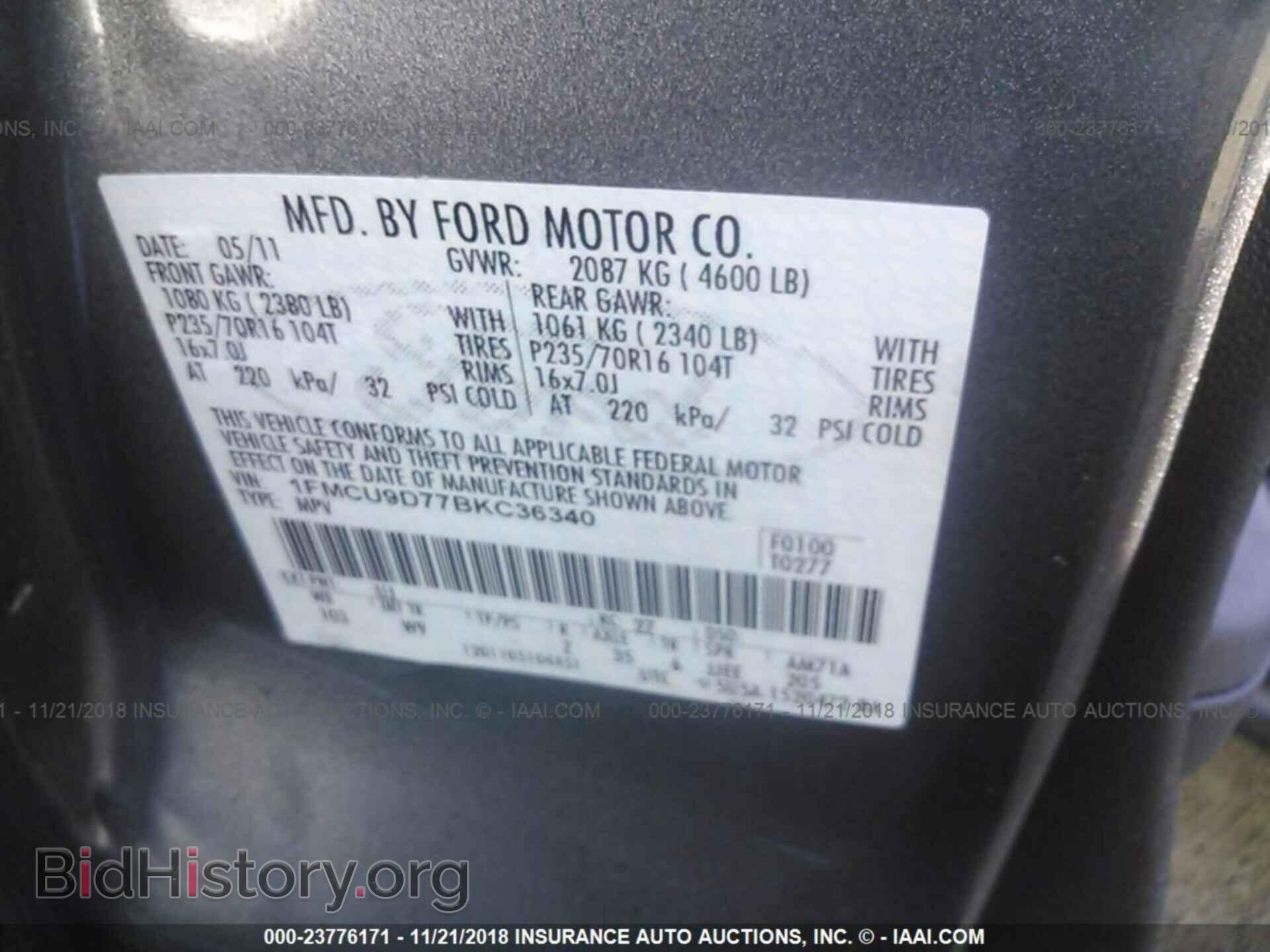 2011 FORD ESCAPE - VIN: 1FMCU9D77BKC36340 - Photo 9