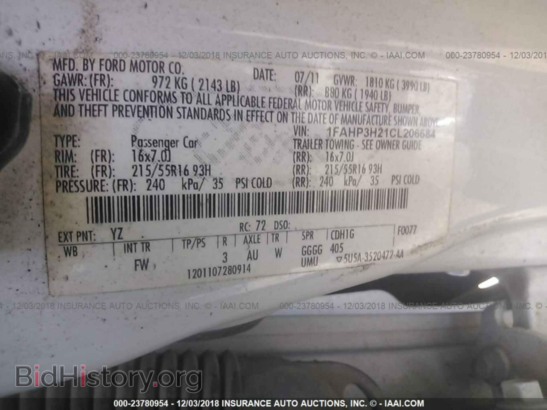 2012 FORD FOCUS - VIN: 1FAHP3H21CL206684 - Фото 9