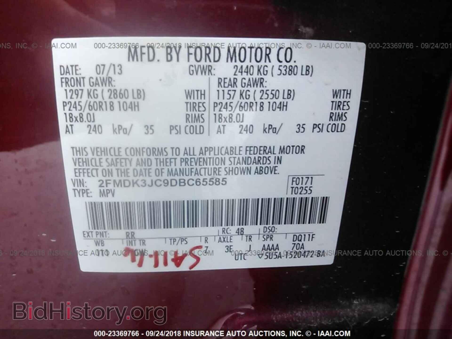 2013 FORD EDGE - VIN: 2FMDK3JC9DBC65585 - Photo 9