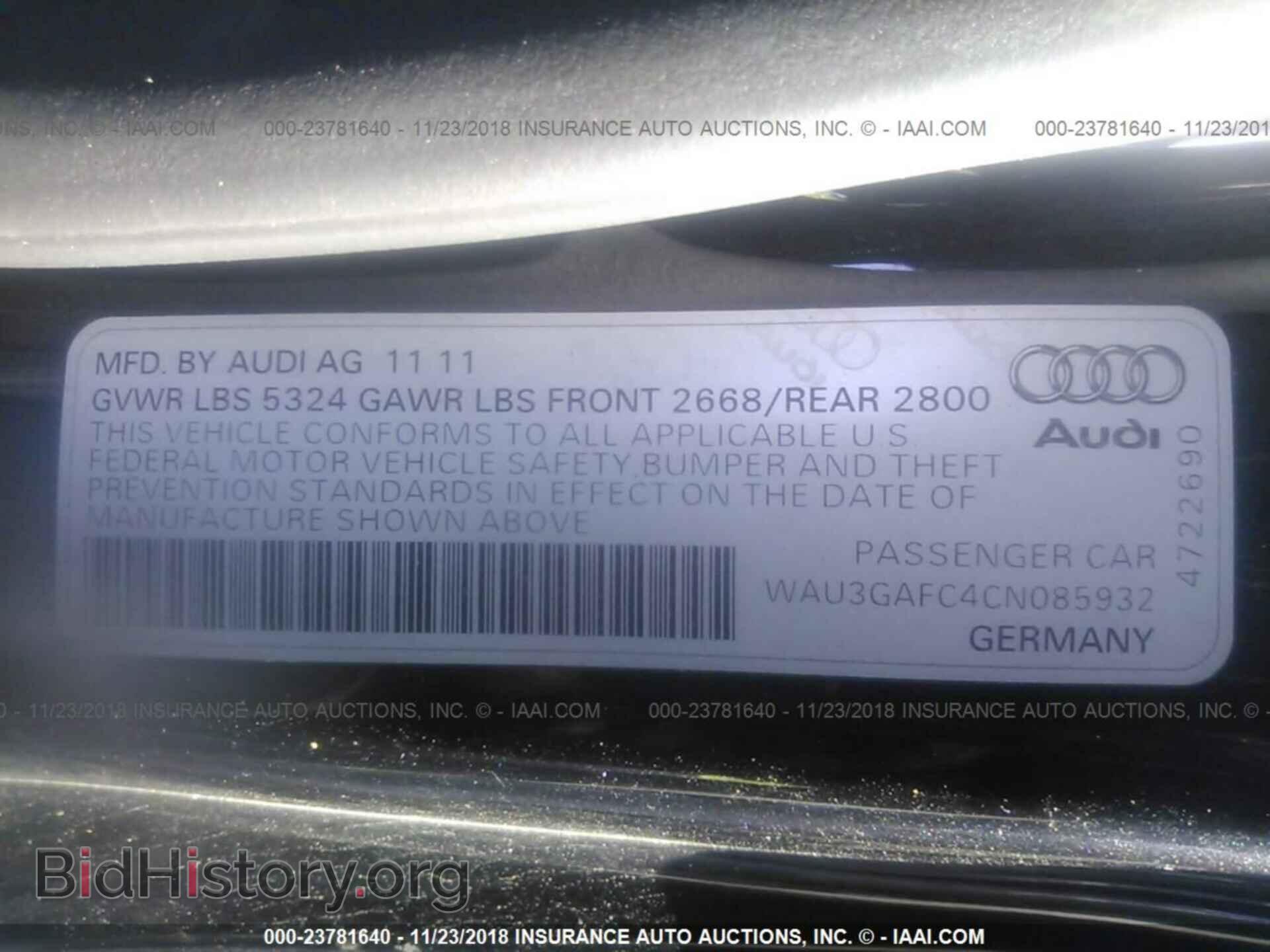 2012 AUDI A7 - VIN: WAU3GAFC4CN085932 - Фото 9