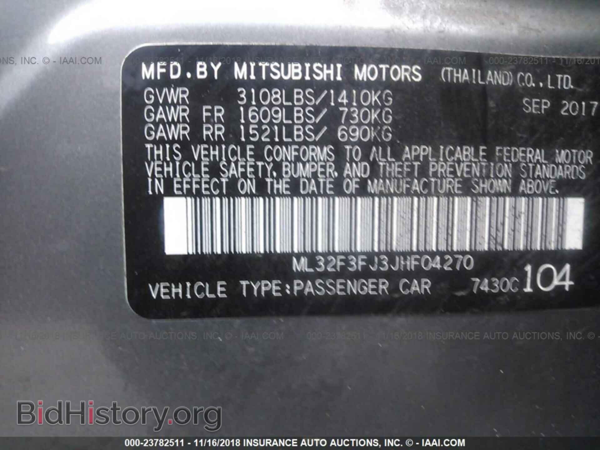 2018 MITSUBISHI MIRAGE - VIN: ML32F3FJ3JHF04270 - Фото 9