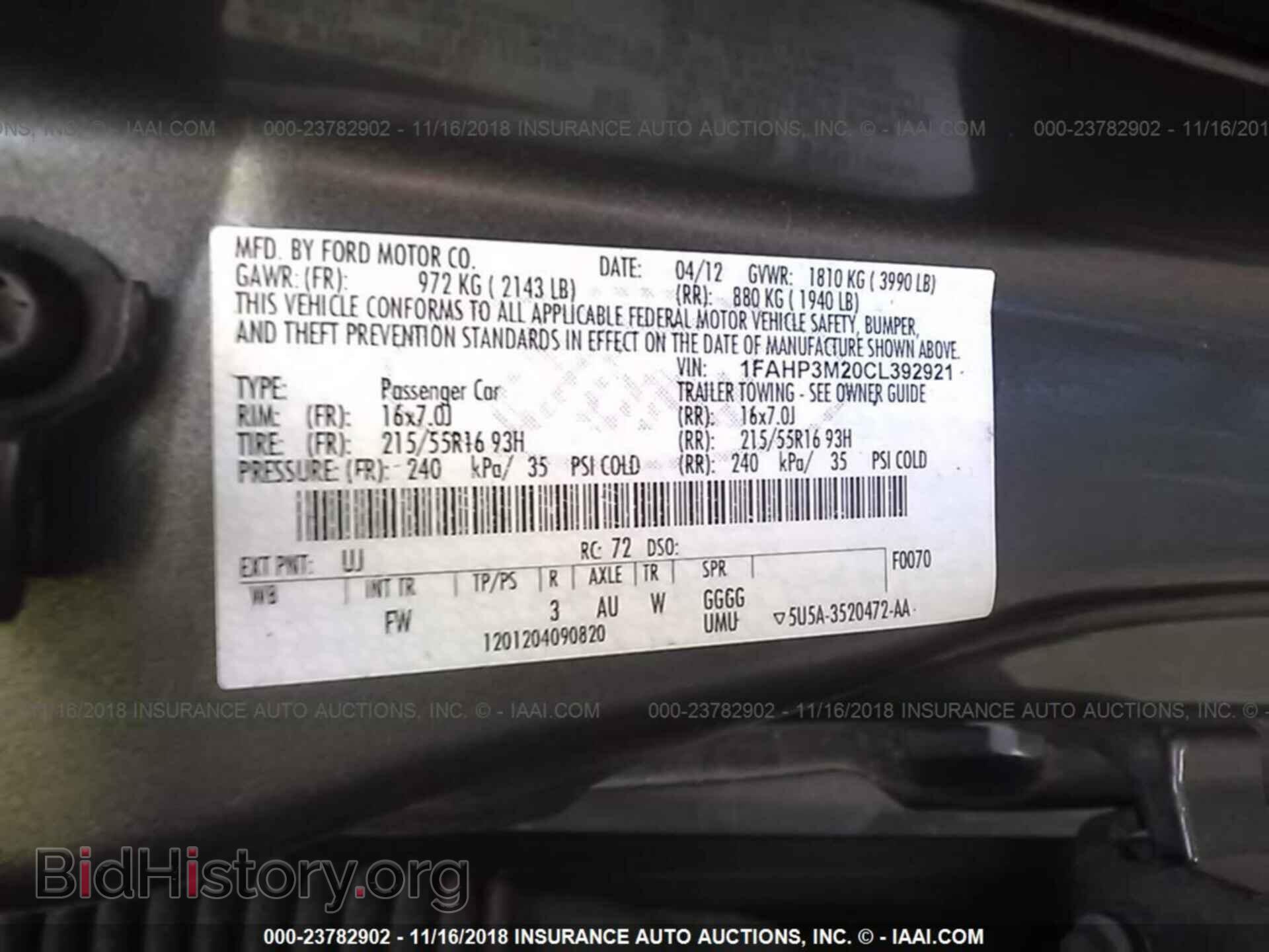 2012 FORD FOCUS - VIN: 1FAHP3M20CL392921 - Фото 9
