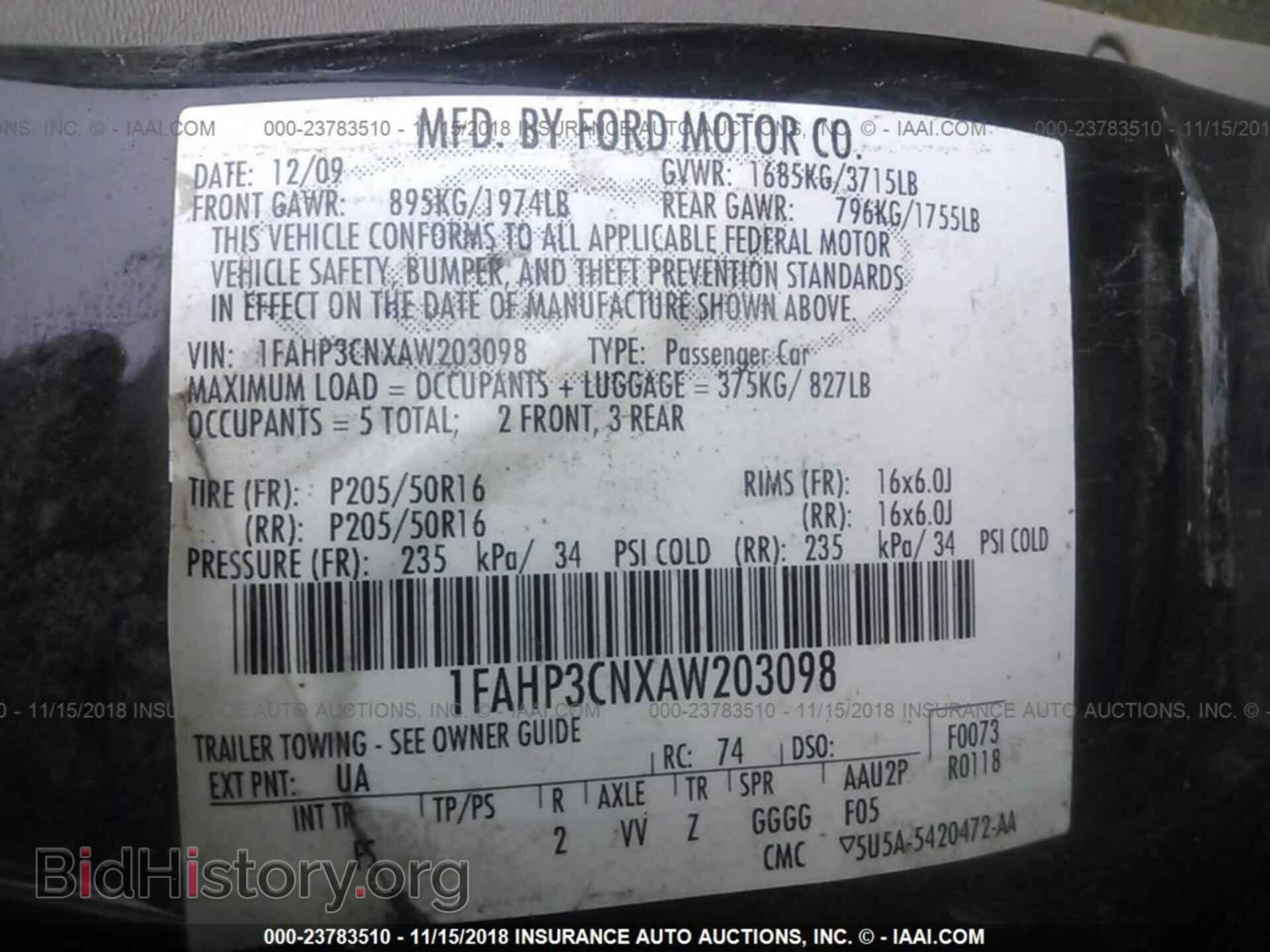 2010 FORD FOCUS - VIN: 1FAHP3CNXAW203098 - Фото 9