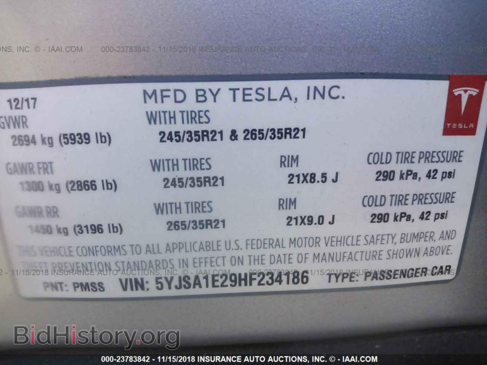 2017 TESLA MODEL S - VIN: 5YJSA1E29HF234186 - Фото 9
