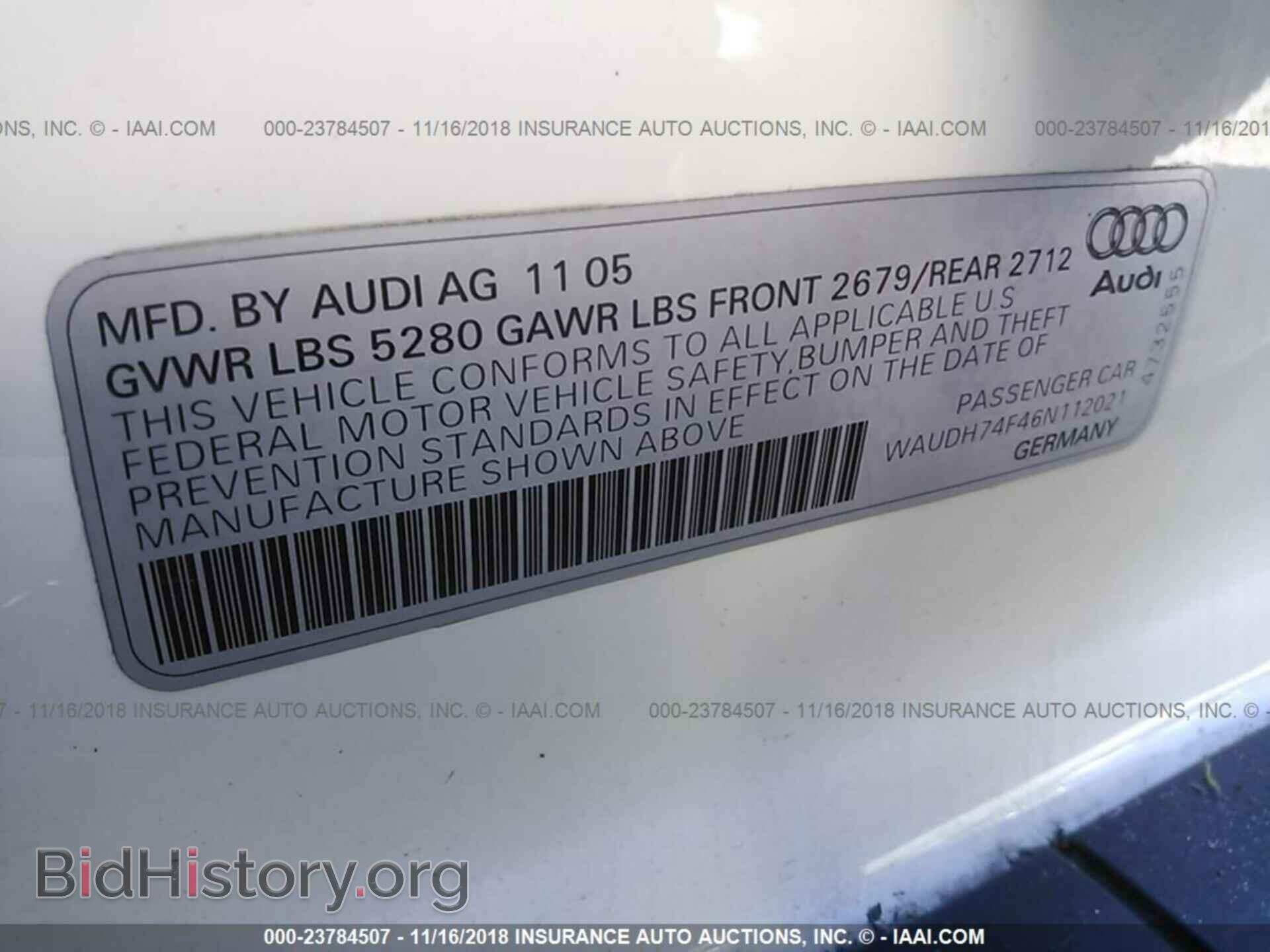 2006 AUDI A6 - VIN: WAUDH74F46N112021 - Фото 9