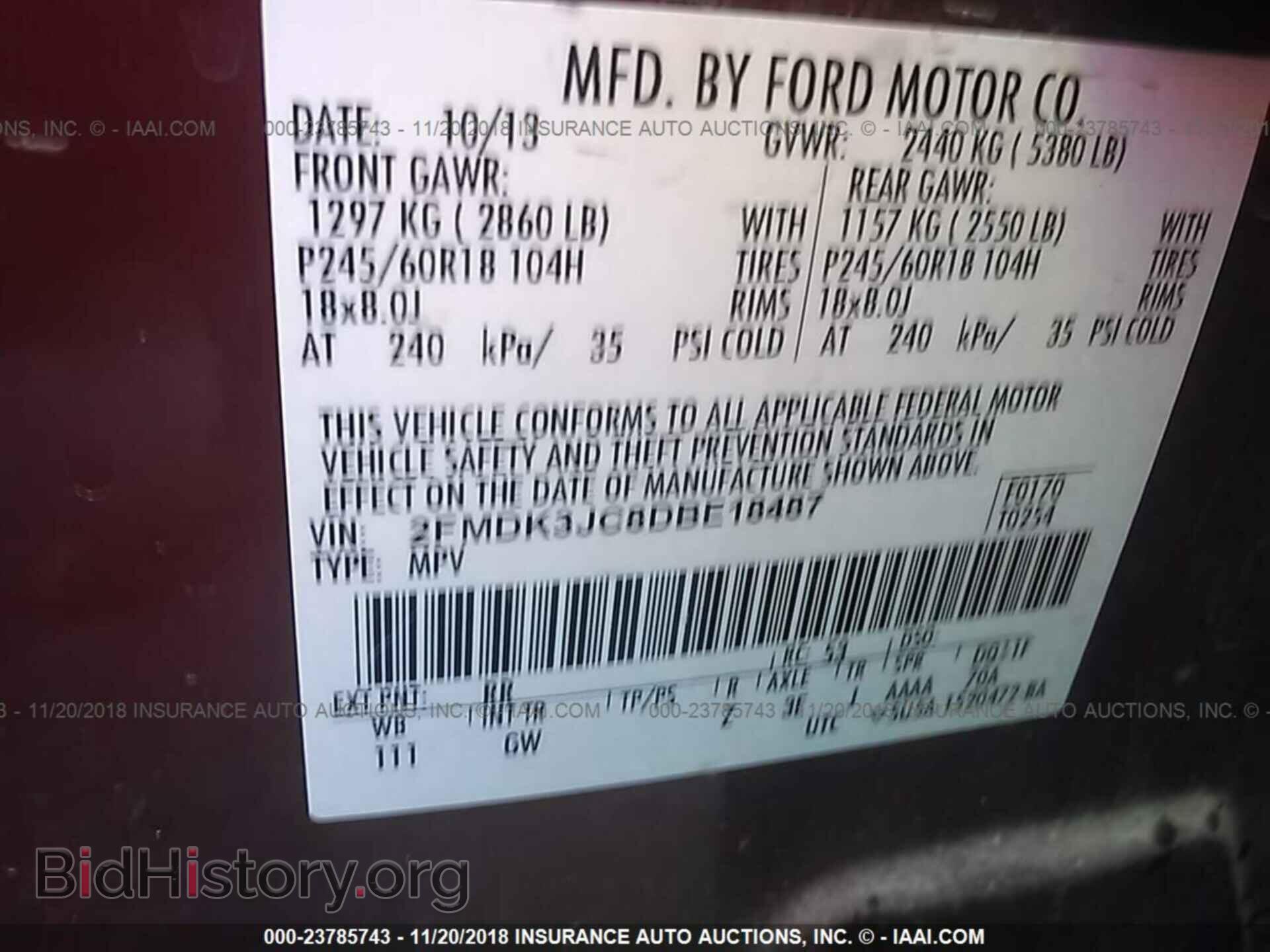 2013 FORD EDGE - VIN: 2FMDK3JC8DBE18487 - Photo 9